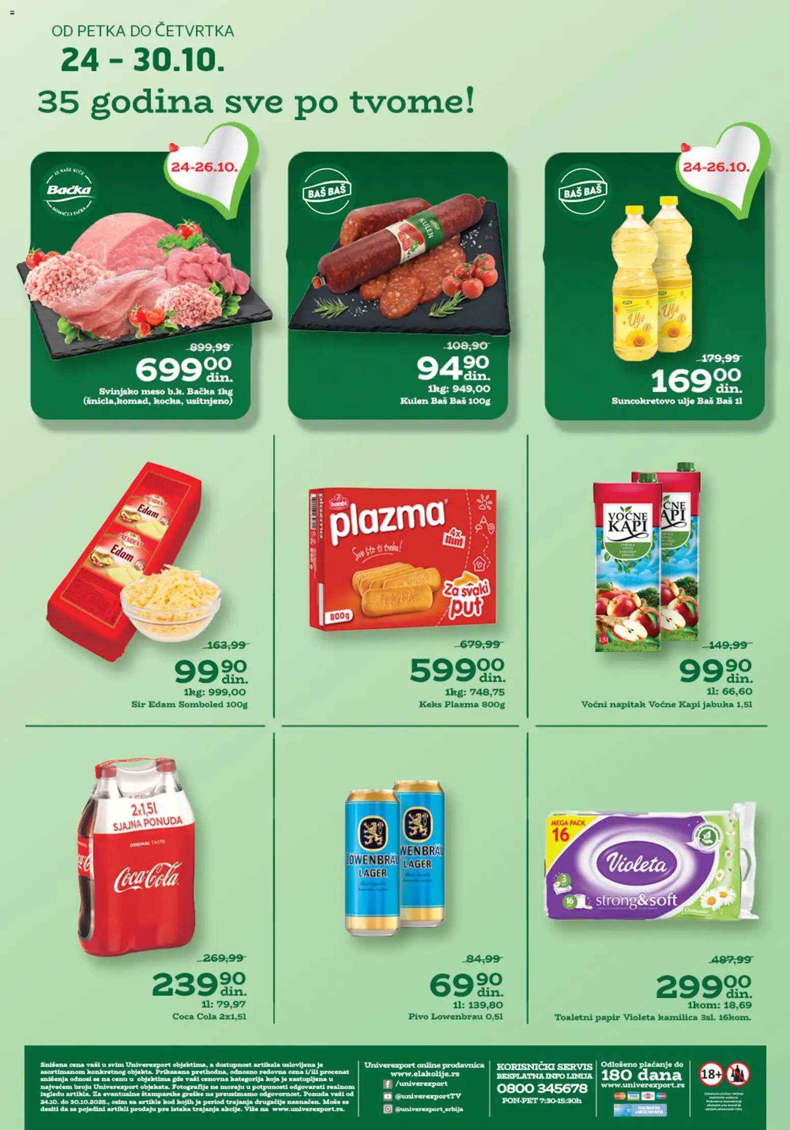 Univerexport katalog - važi od 24.10.2025 | Strana: 1 | Proizvode: Sto, Kulen, Sir, Ulje