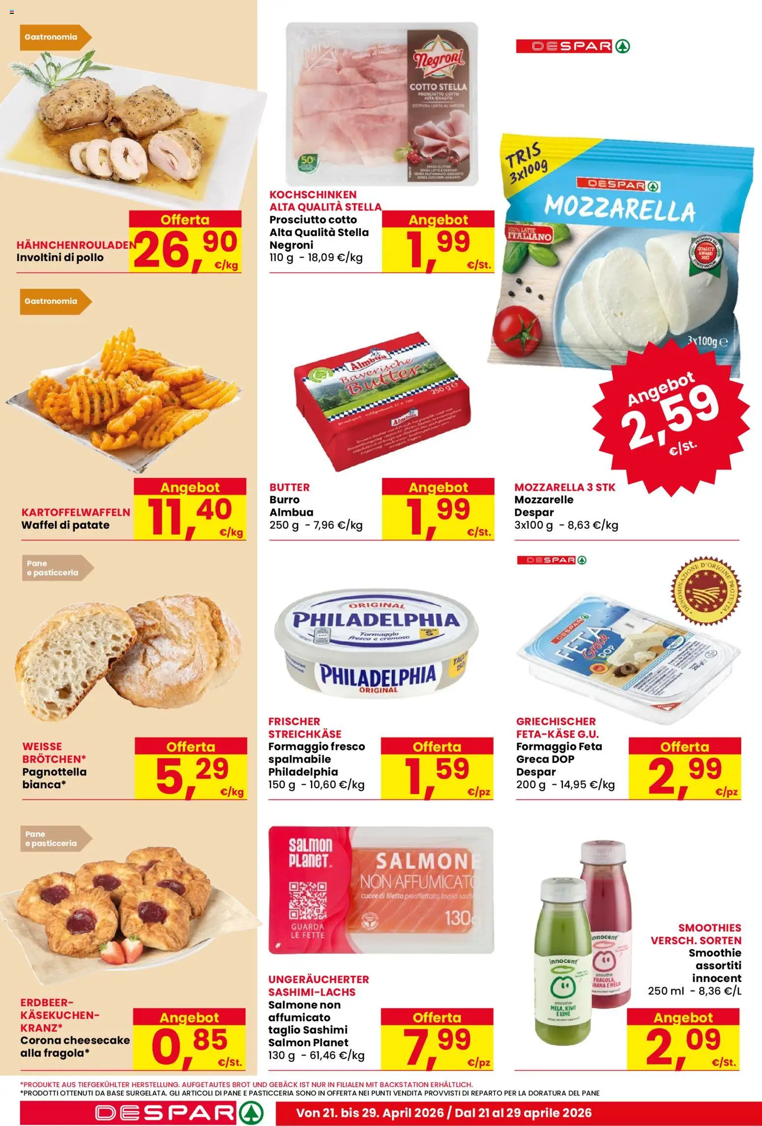 Volantino Despar del 21.04.2026 | Pagina: 8 | Prodotti: Prosciutto Cotto, Pollo, Patate, Latte