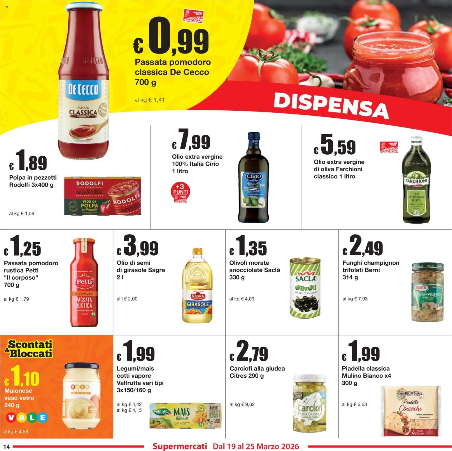 Volantino Sì con Te del 19.03.2026 | Pagina: 14 | Prodotti: Maionese, Pomodoro, Carciofi, Olio extra vergine