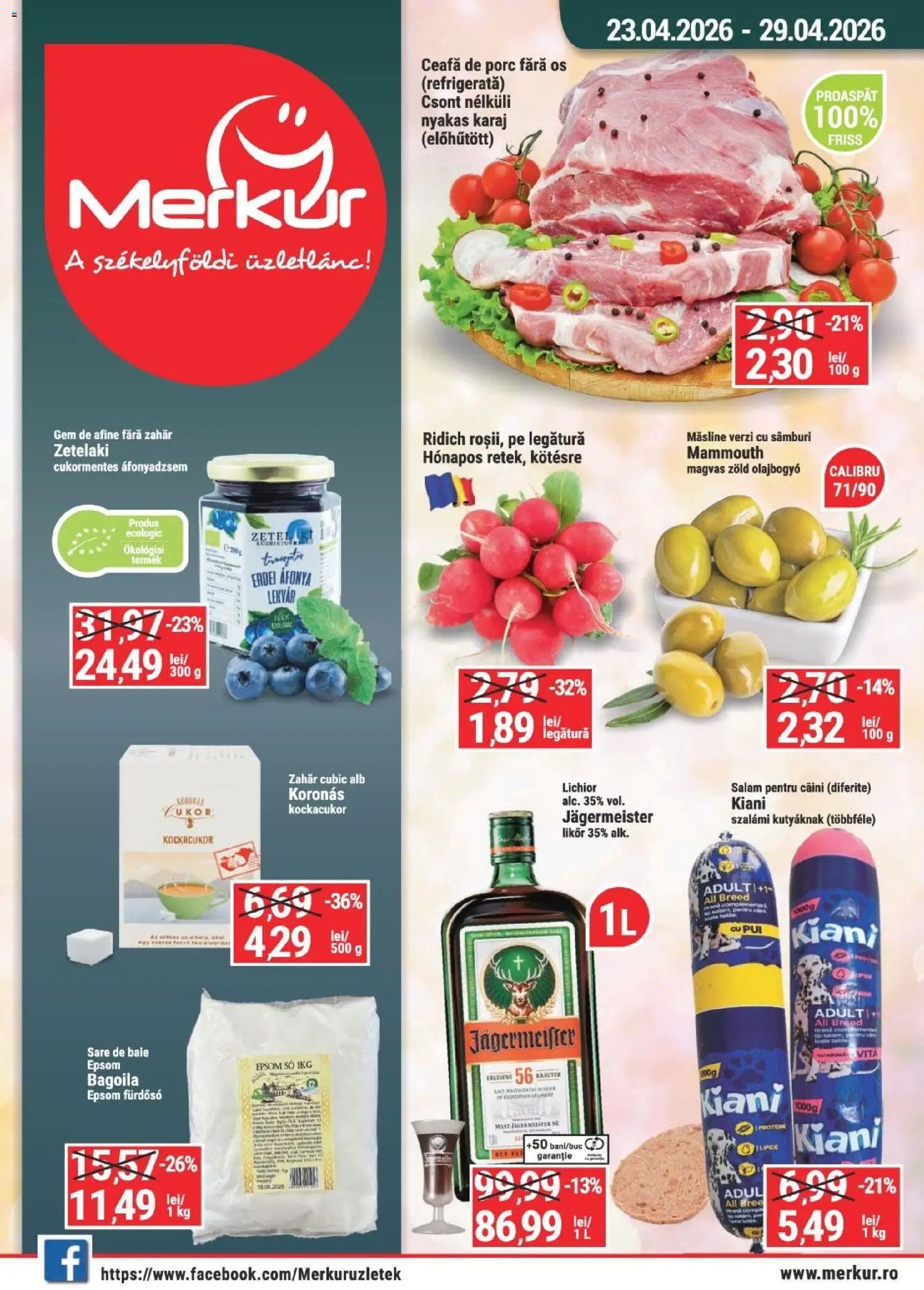 Noul catalog Merkur – valabil de la 23.04.2026 | Pagină: 1 | Produse: Măsline, Lichior, Sare, Zahăr