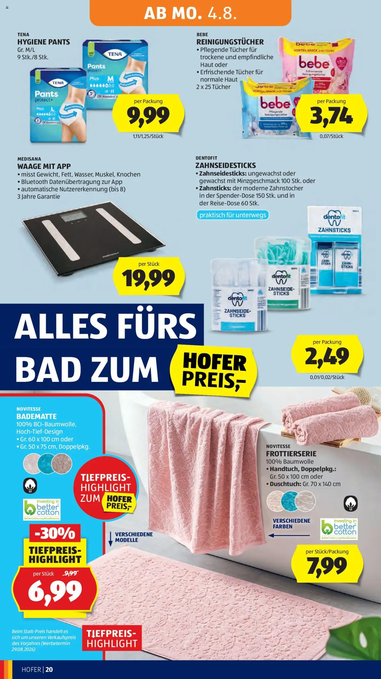 Hofer Flugblatt gültig ab 01.08.2025 | Seite: 24 | Produkte: Bad, Reinigungstücher