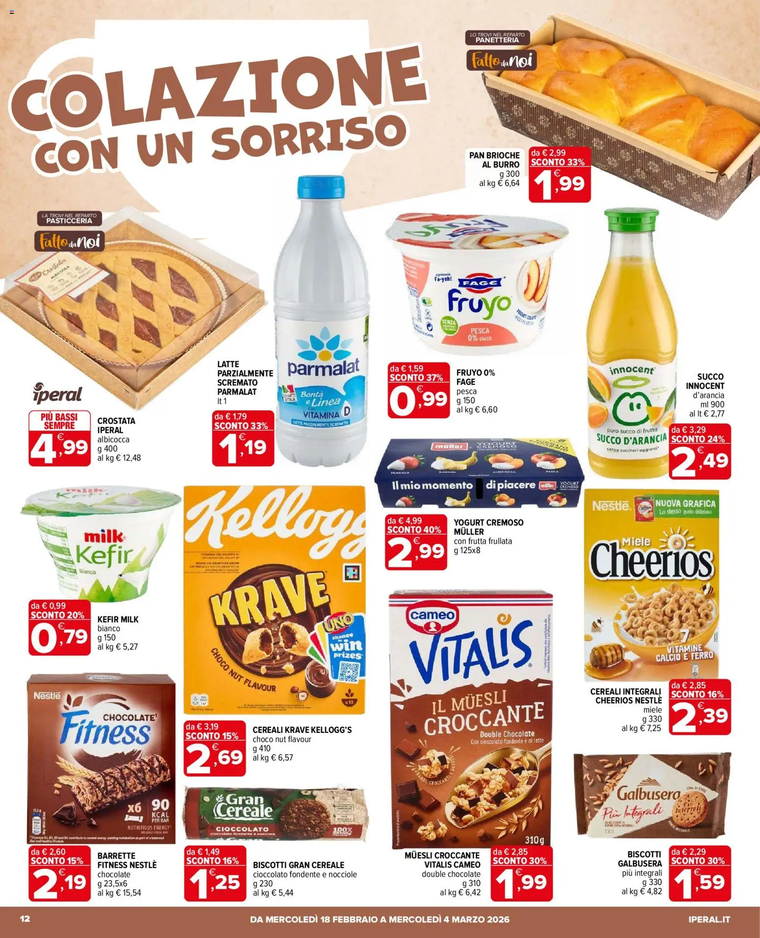 Volantino Iperal del 18.02.2026 | Pagina: 12 | Prodotti: Biscotti, Frutta, Latte, Burro