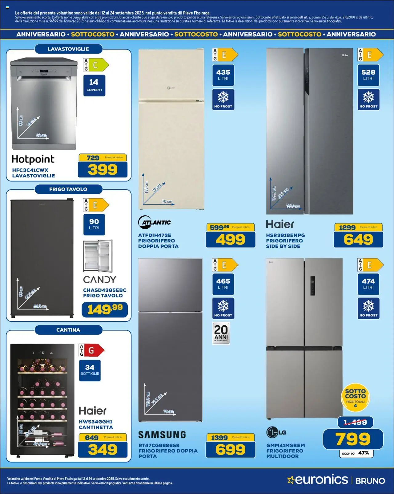 Volantino Euronics del 12.09.2025 | Pagina: 23 | Prodotti: Lavastoviglie, Frigorifero, Tavolo, Samsung