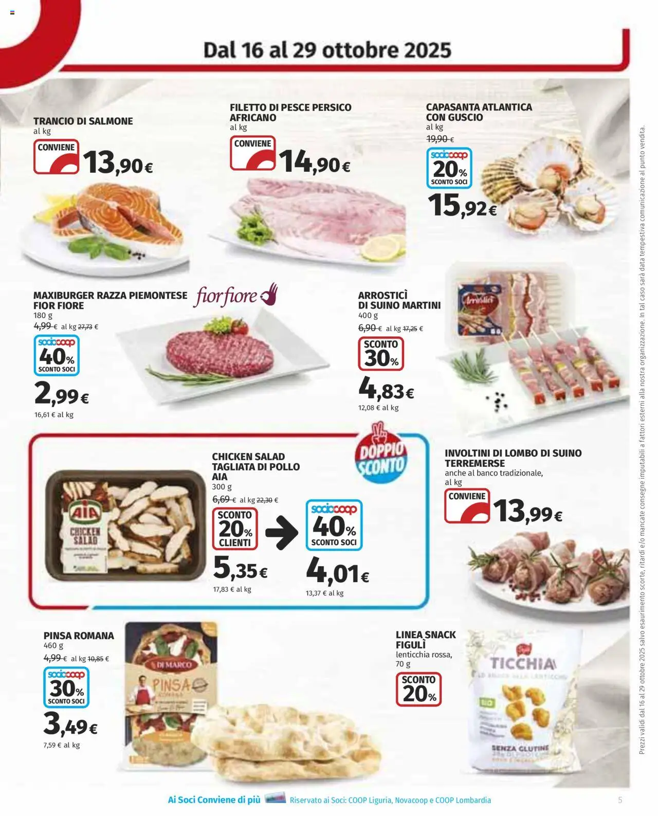 Volantino COOP del 16.10.2025 | Pagina: 5 | Prodotti: Pollo, Salmone, Pesce, Data