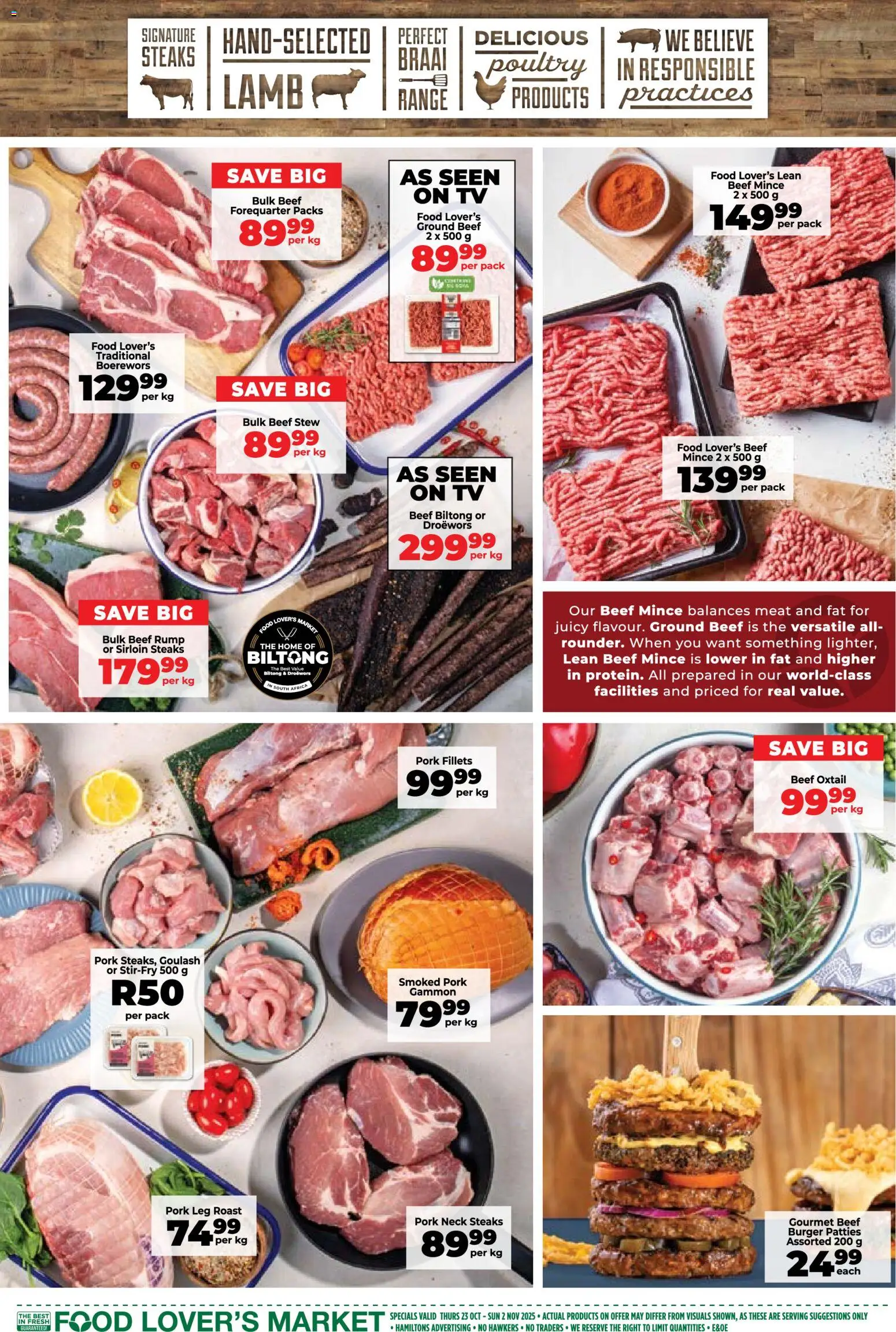 New Food Lover's Market catalogue – valid from 23.10.2025 | Page: 7 | Products: Boerewors, Limpiador íntimo, Pork, Beef