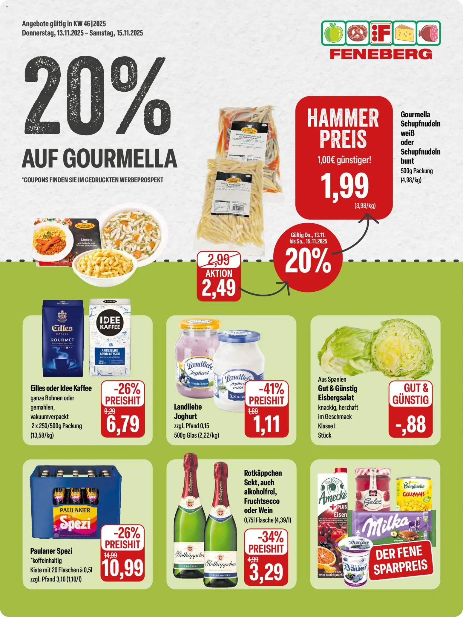 Feneberg Angebote – gültig ab 13.11.2025 | Seite: 1 | Produkte: Eilles kaffee, Fruchtsecco, Rotkäppchen, Paulaner