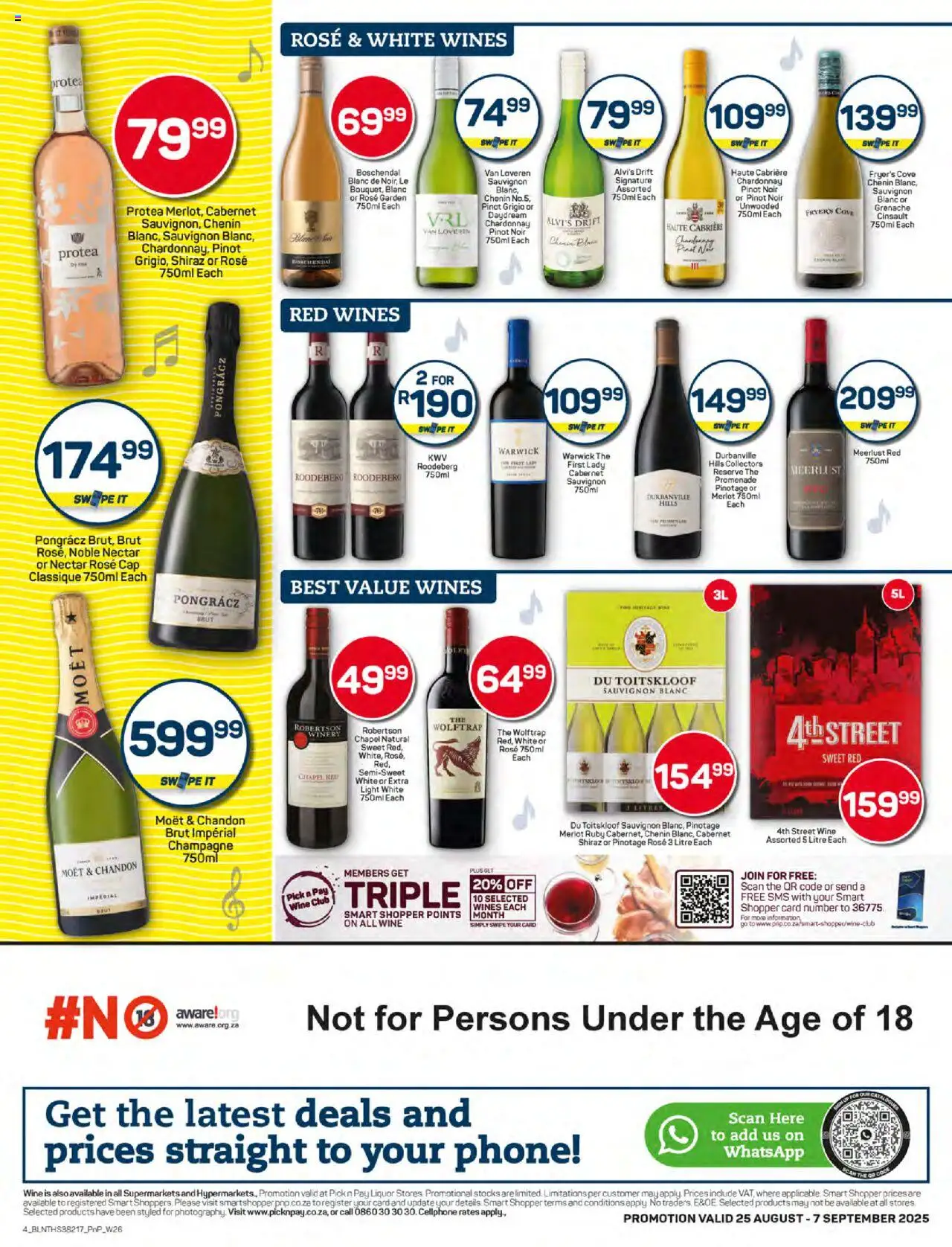 Pick n Pay - Liquor Specials │ valid from 25.08.2025 | Page: 4 | Products: Phone, Cap, Light, Wine