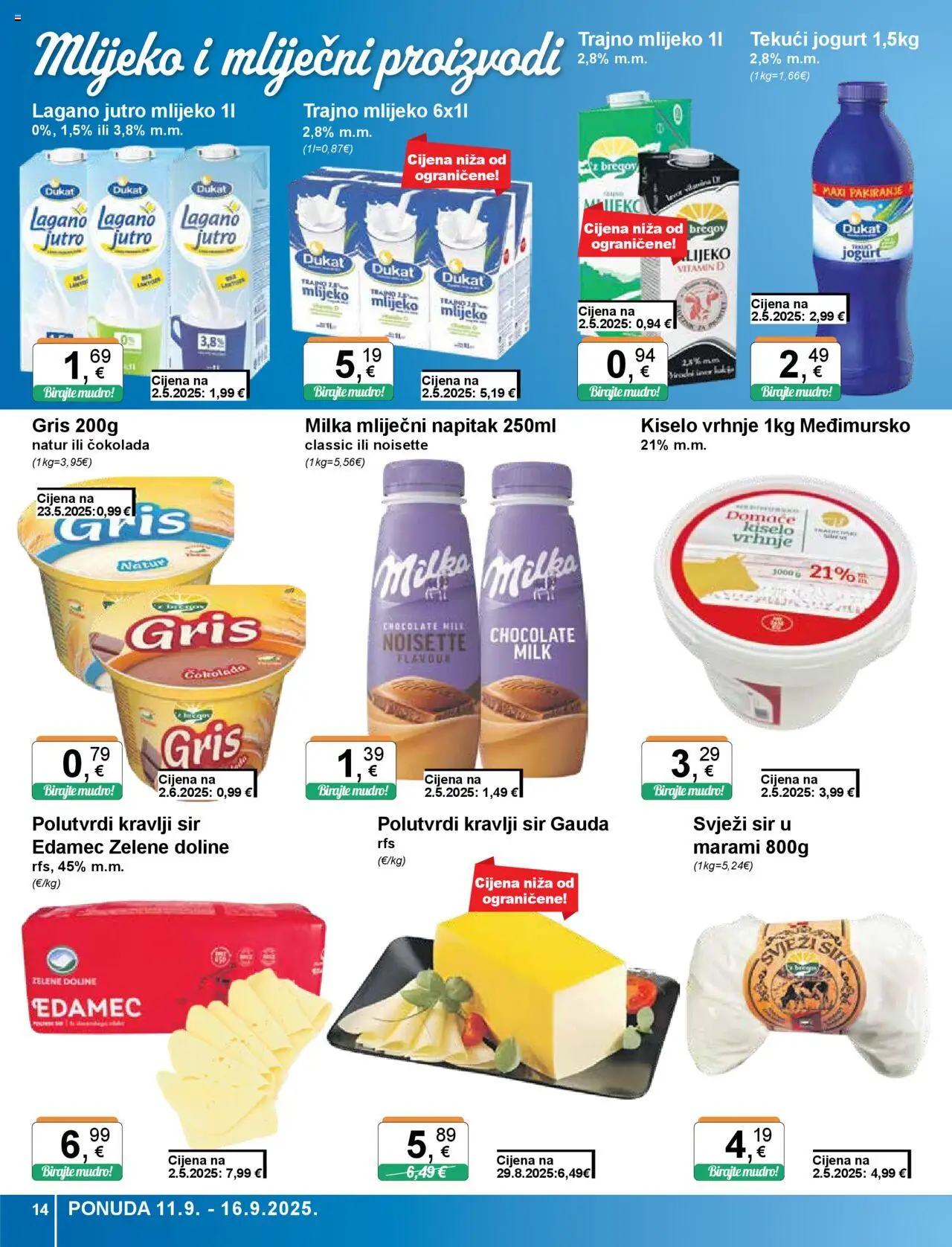 KTC katalog | vrijedi od 11.09.2025 | Stranica: 14 | Proizvodi: Gauda, Mlijeko, Sir, Svježi sir