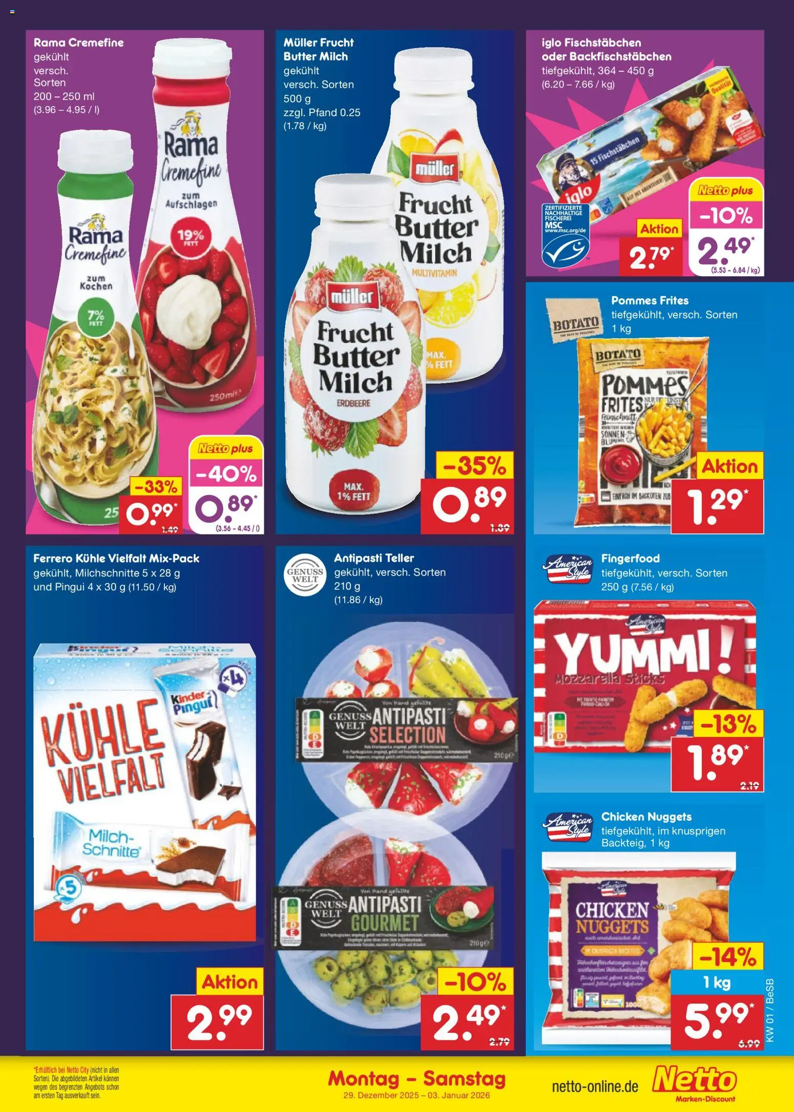 Netto Marken-Discount Prospekt 	 – gültig ab 29.12.2025 | Seite: 11 | Produkte: Rama, Mozzarella, Rama cremefine, Pommes