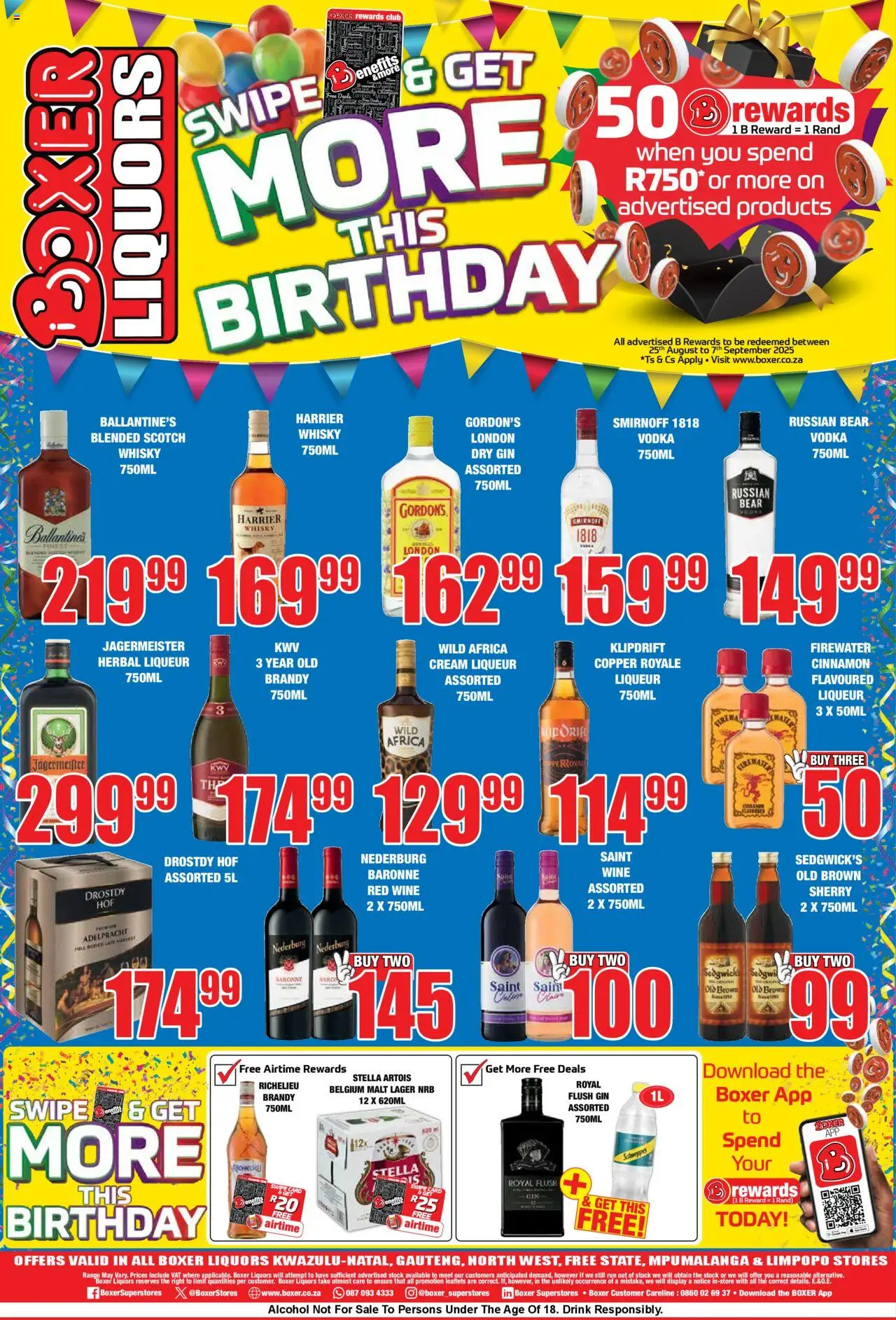 Boxer Liquor Specials │ valid from 11.08.2025 | Page: 2 | Products: Brandy, Wine, Cream, Vodka