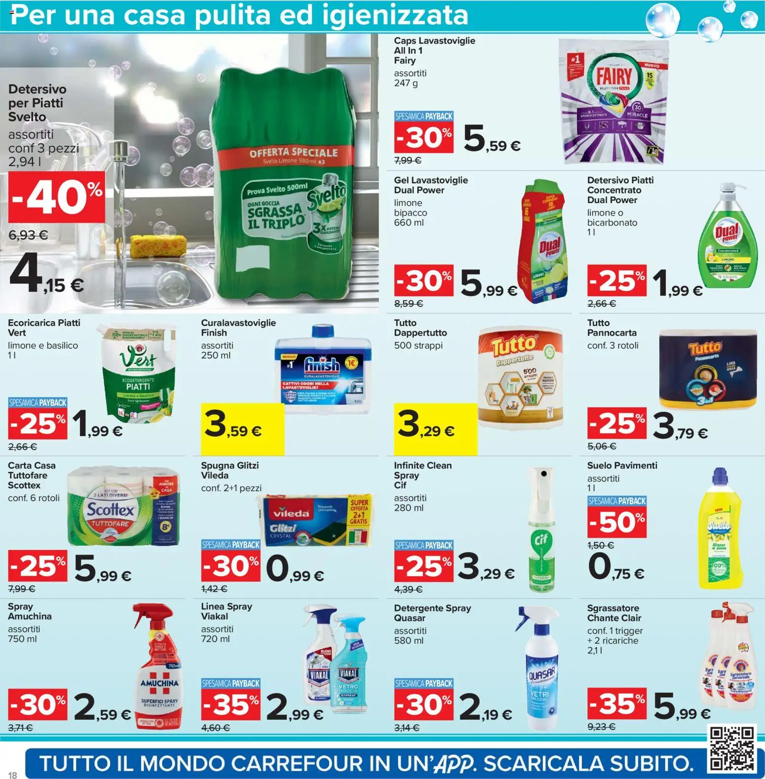 Volantino Carrefour del 07.04.2026 | Pagina: 18 | Prodotti: Spray disinfettante, Limone, Lavastoviglie, Basilico