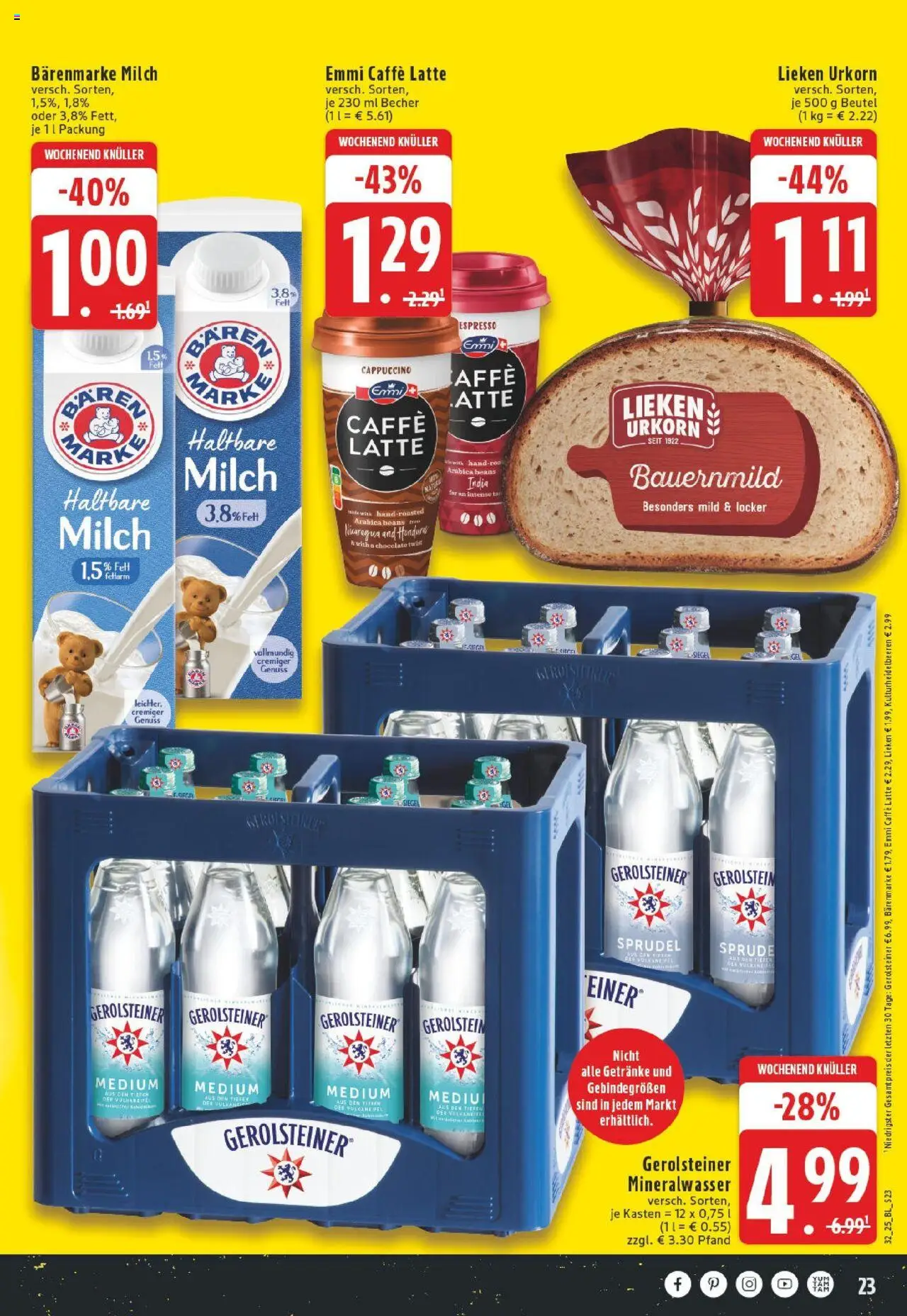 Edeka prospekt Neuss-Meertal	 - gültig ab dem 03.08.2025 | Seite: 23 | Produkte: Milch, Mineralwasser, Gerolsteiner
