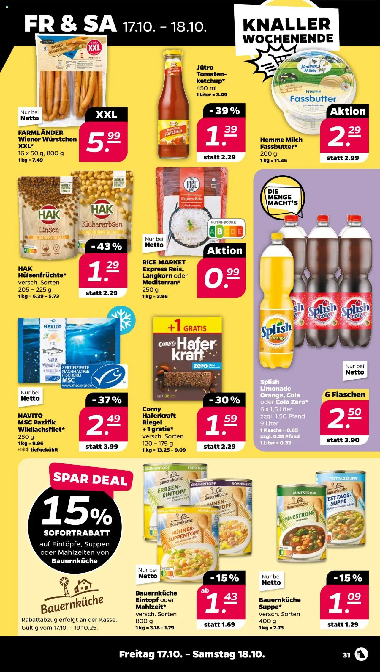 Netto Prospekt 	 – gültig ab 13.10.2025 | Seite: 31 | Produkte: Schweinebauch, Tomaten, Ketchup, Erbsen