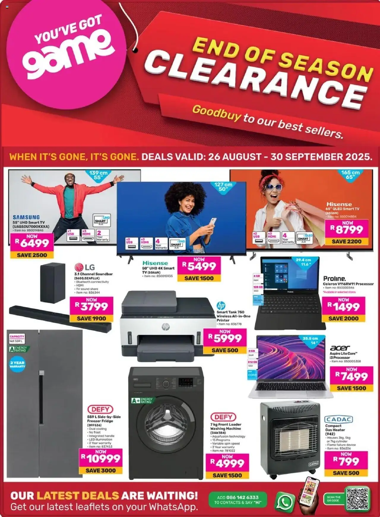 Game - End Of Season Clearance │ valid from 26.08.2025 | Page: 1 | Products: Tank, TV, Fridge, Soundbar