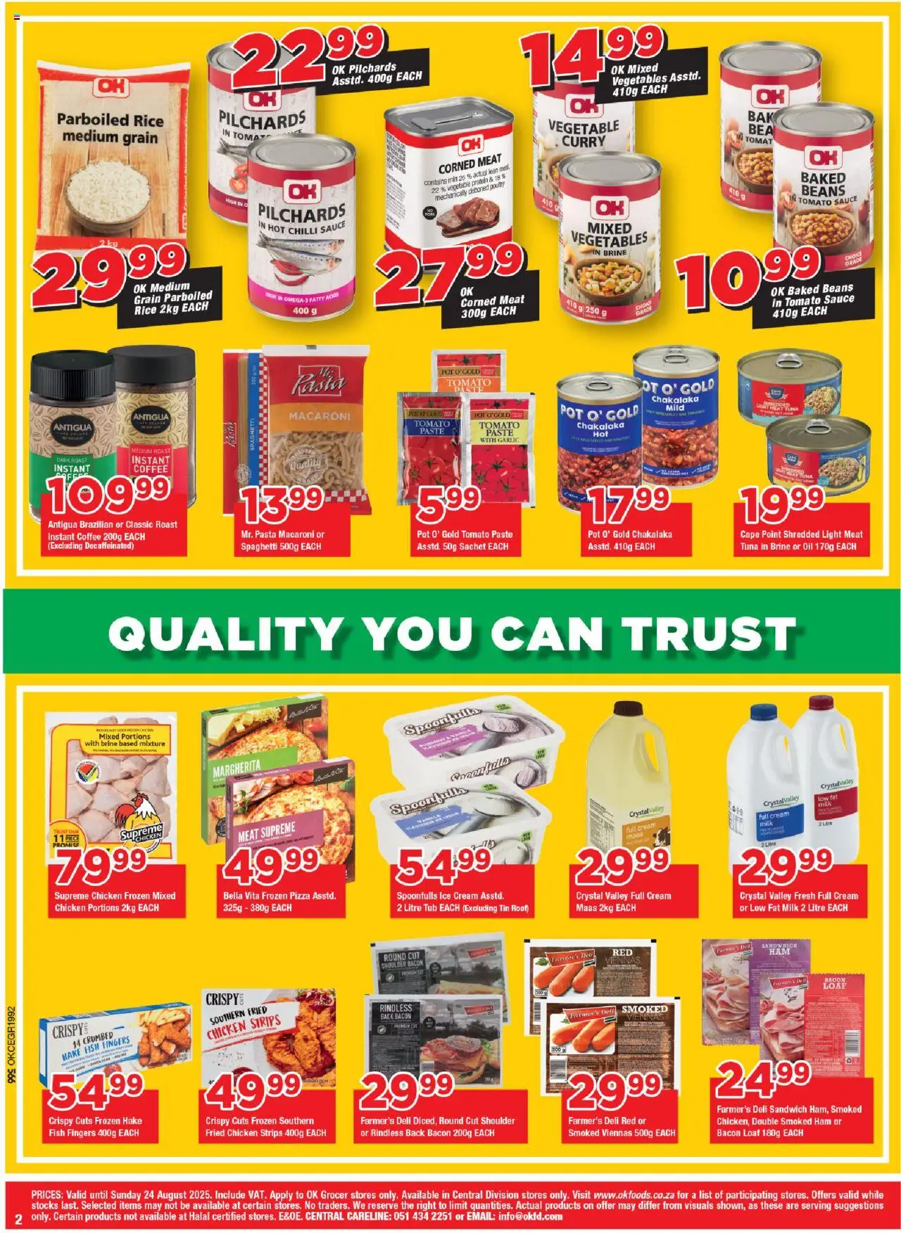 OK Foods Northen Cape - OK Grocer │ valid from 13.08.2025 | Page: 2 | Products: Corned meat, Coffee, Rice, Bacon