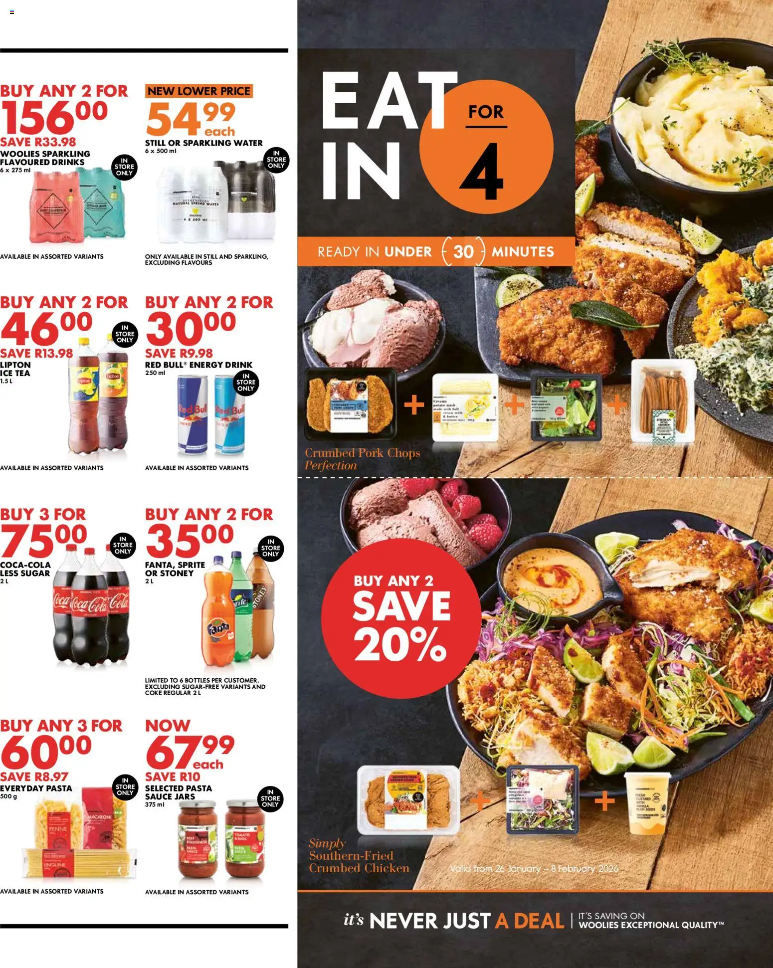 New Woolworths catalogue – valid from 26.01.2026 | Page: 5 | Products: Coke, Pasta, Water, Sugar