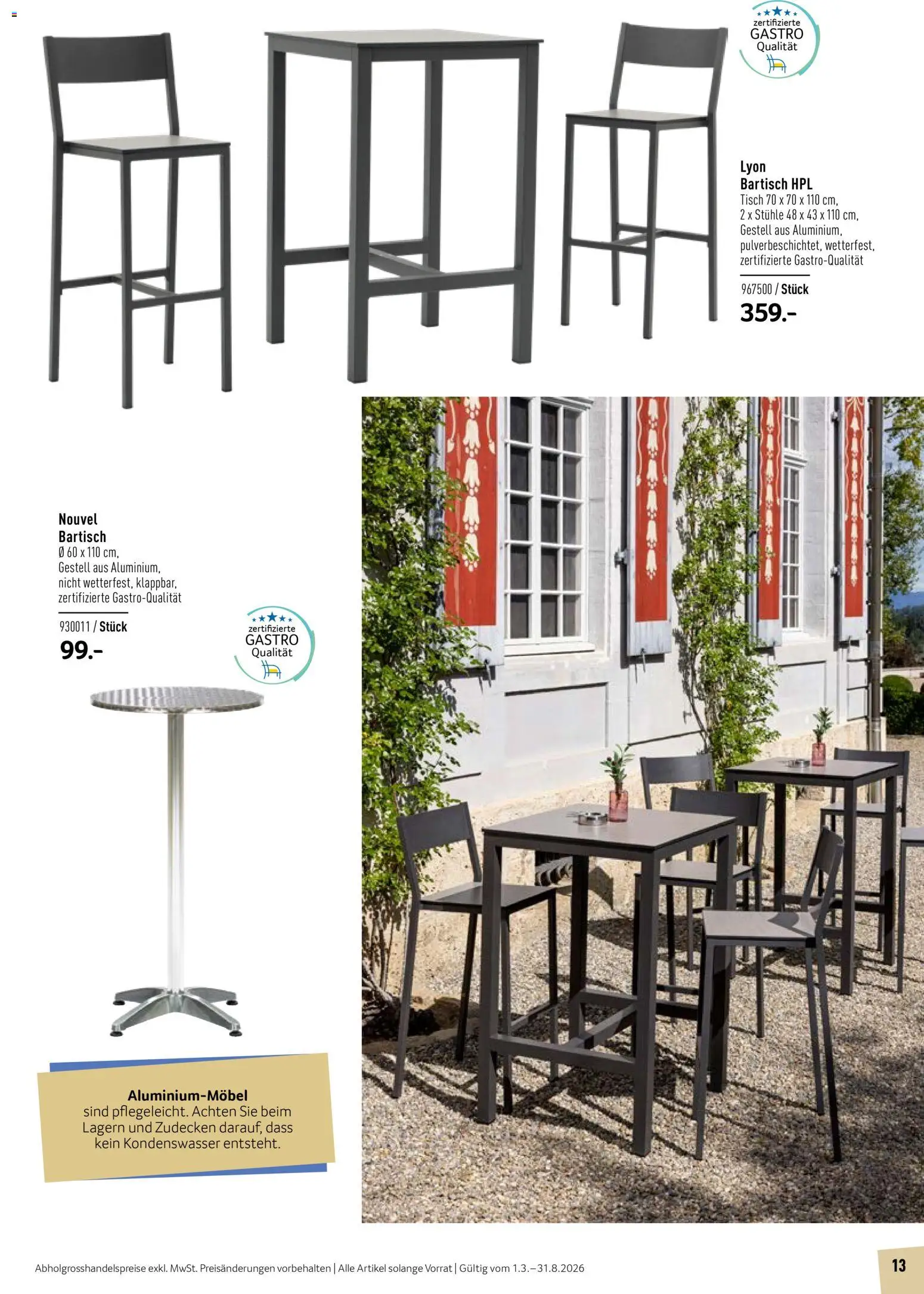 Prodega Aktionen Outdoor-Ausstattung – gültig ab 01.03.2026 | Seite: 13 | Produkte: Tisch, Bartisch