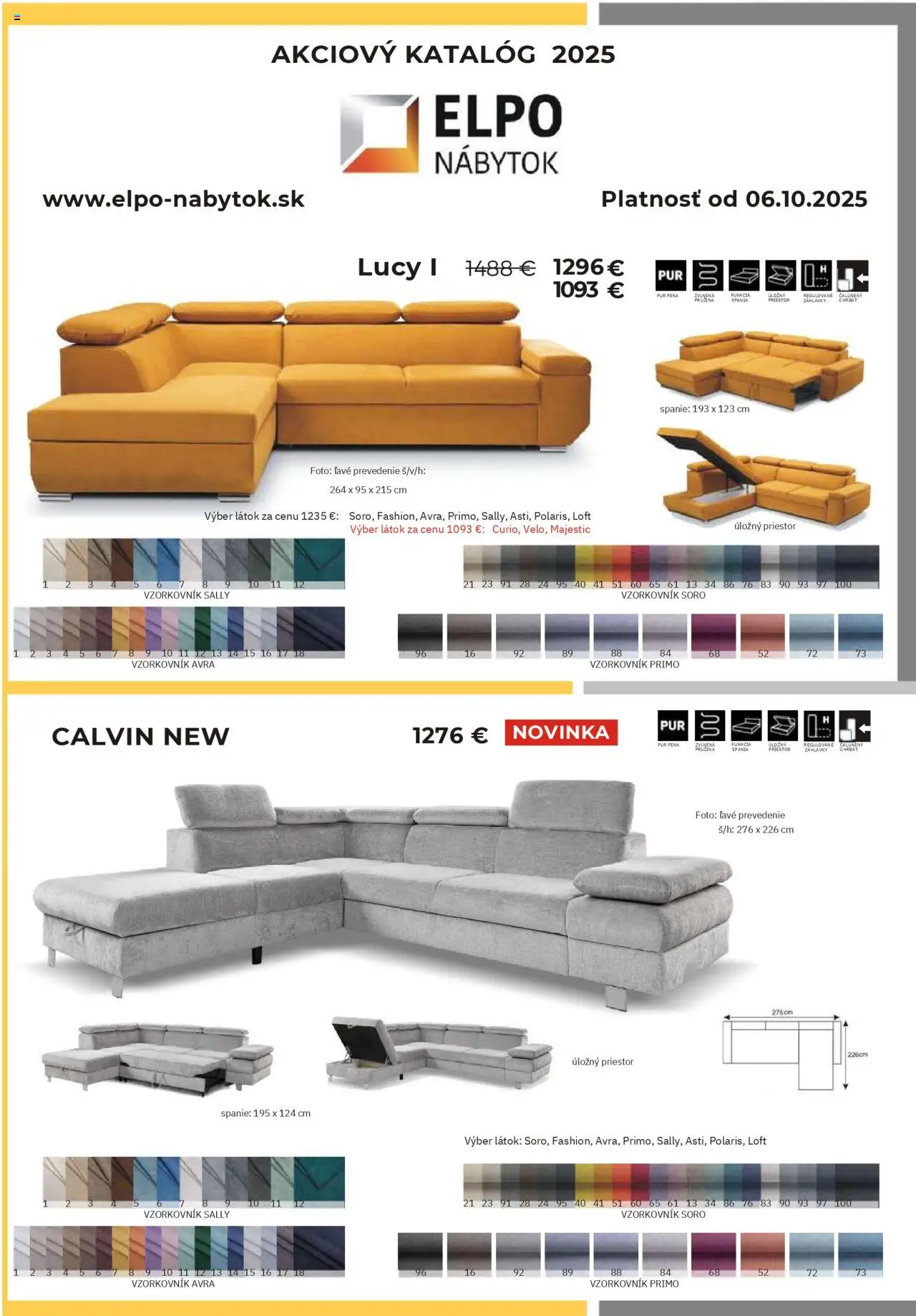 Nové Elpo nábytok akcie – leták je platný od 06.10.2025 | Strana: 1 | Produkty: Nábytok