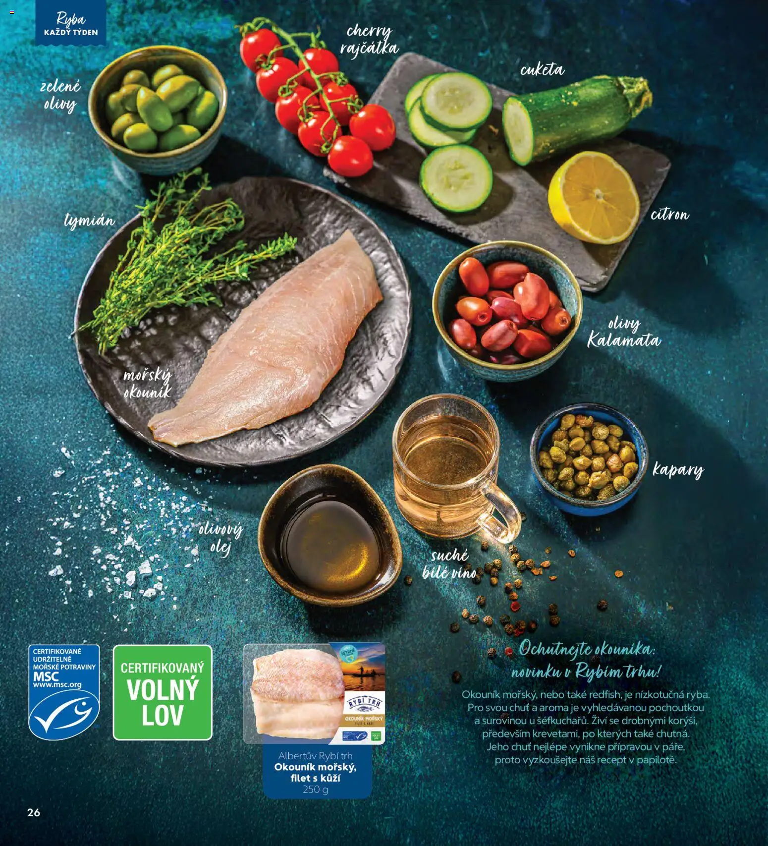 Albert magazín od 01.01.2026 | Strana: 26 | Produkty: Olivový olej, Cuketa, Kapary, Filet