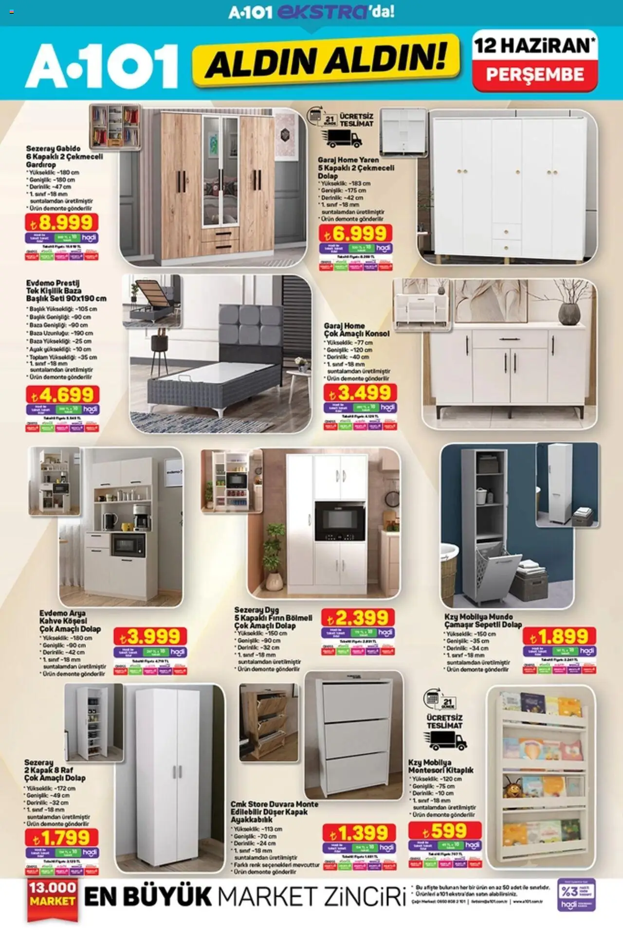 A101 Katalog Aldın Aldın - 12.06.2025 tarihinden itibaren geçerlidir | Sayfa: 13 | Ürünler: Kitaplık, Raf, Gardırop, Kahve