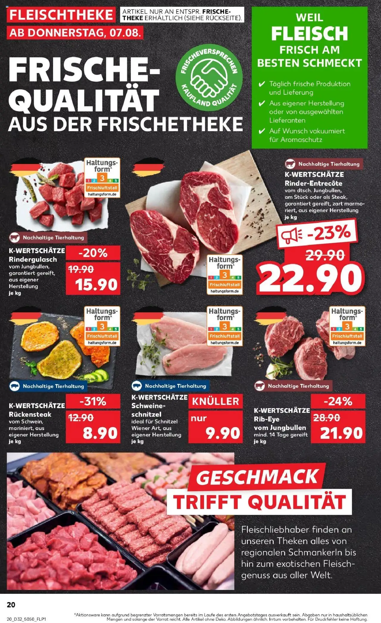 Kaufland prospekt Löbau	 - gültig ab dem 07.08.2025 | Seite: 20 | Produkte: Rindergulasch, Theke, Schnitzel, Fleisch