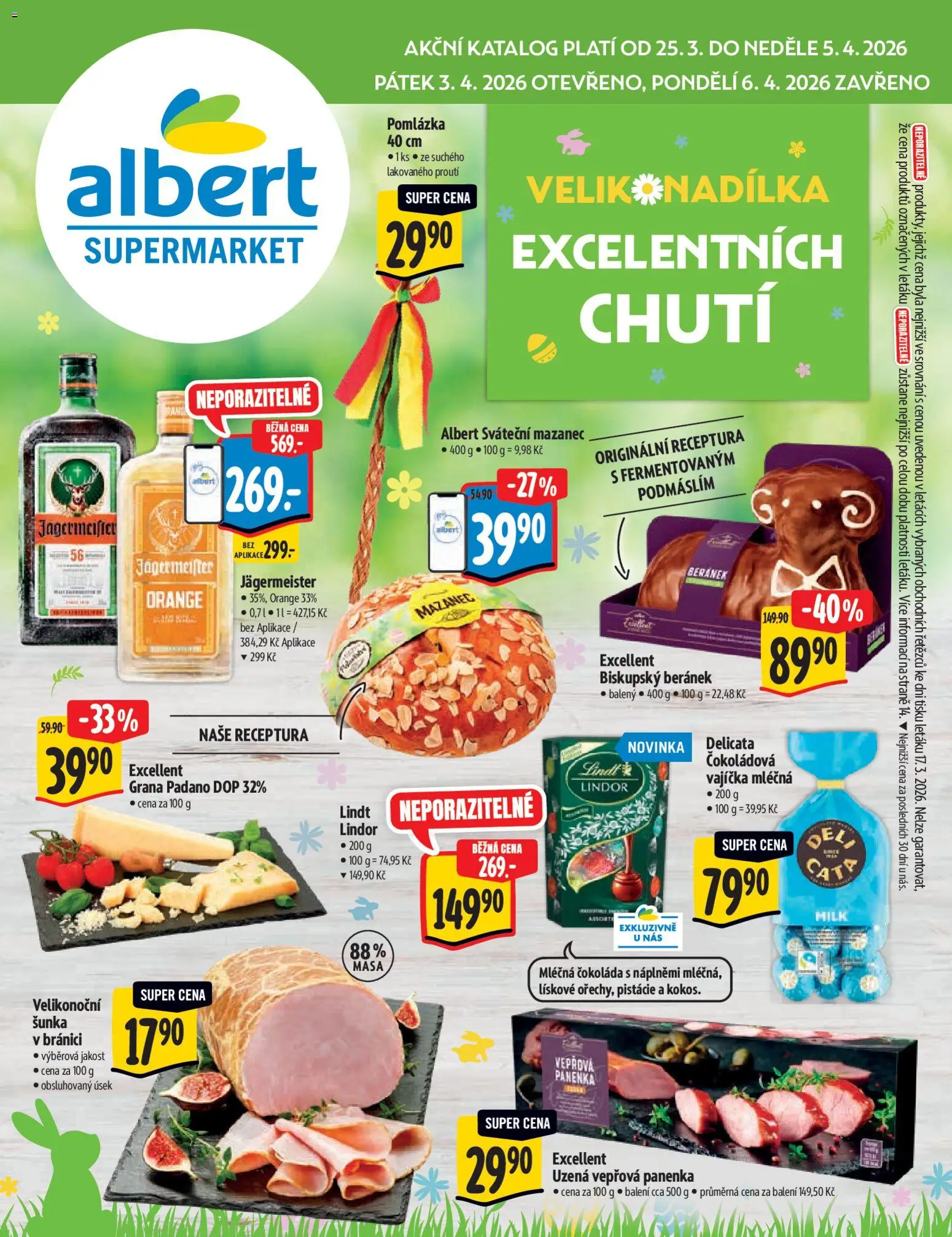 Albert katalog - Supermarket  od 25.03.2026 | Strana: 1 | Produkty: Lindor, Vajíčka, Čokoláda, Grana Padano