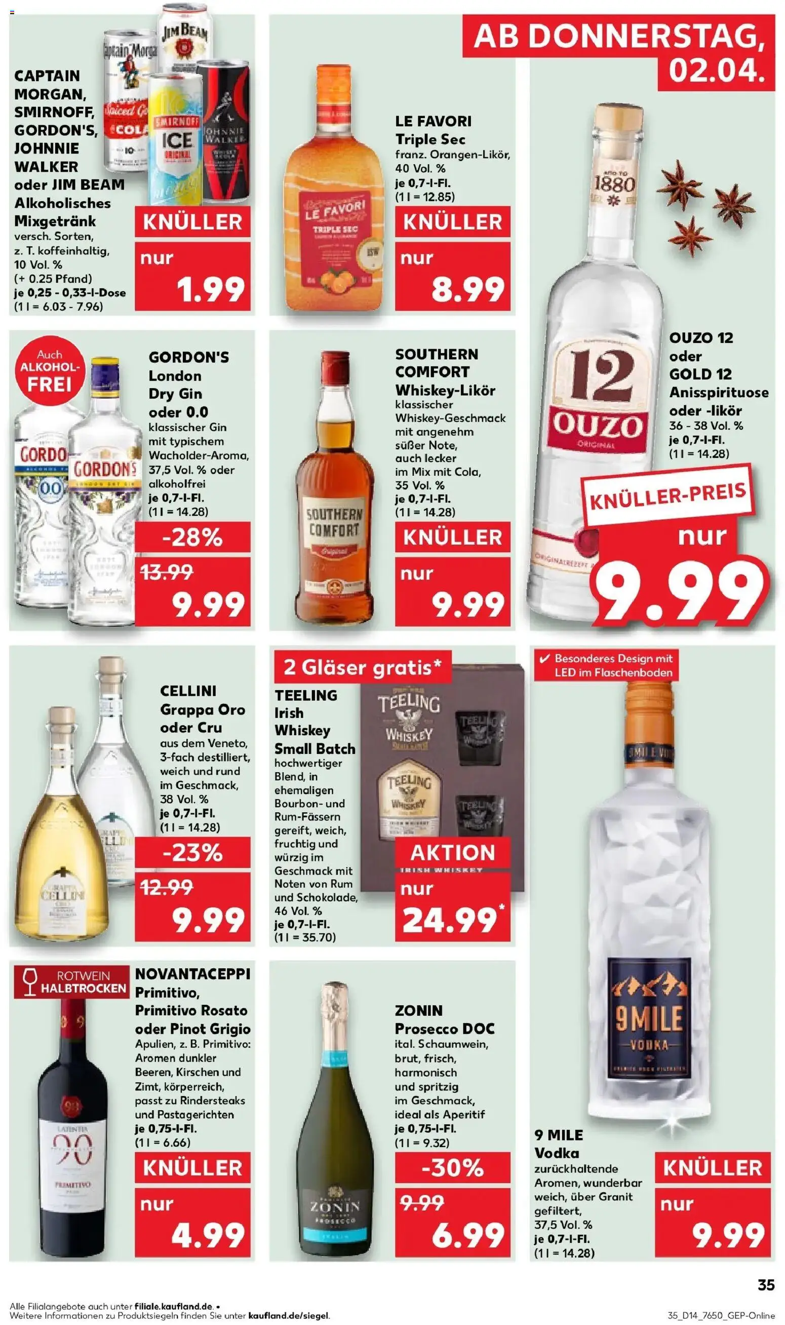 Kaufland Prospekt Münsingen	 – gültig ab 30.03.2026 | Seite: 49 | Produkte: Cola, Rotwein, Gin, Johnnie walker