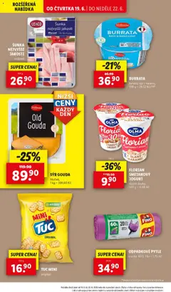 Lidl leták od 19.06.2025 | Strana: 20 | Produkty: Sýr Gouda, Smetanový jogurt, Burrata, Milbona