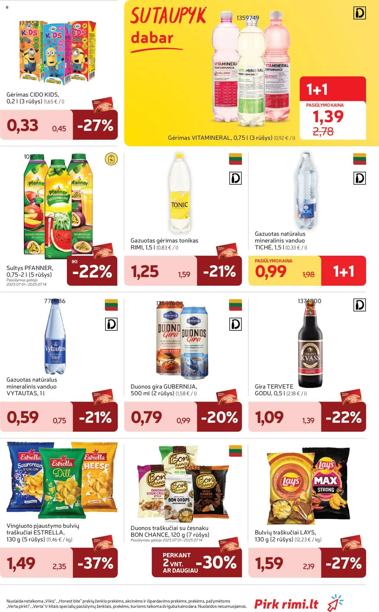 Rimi leidinys│galioja nuo 01.07.2025 | Puslapis: 29 | Prekių: Tonikas, Sultys, Traškučiai, Mineralinis vanduo
