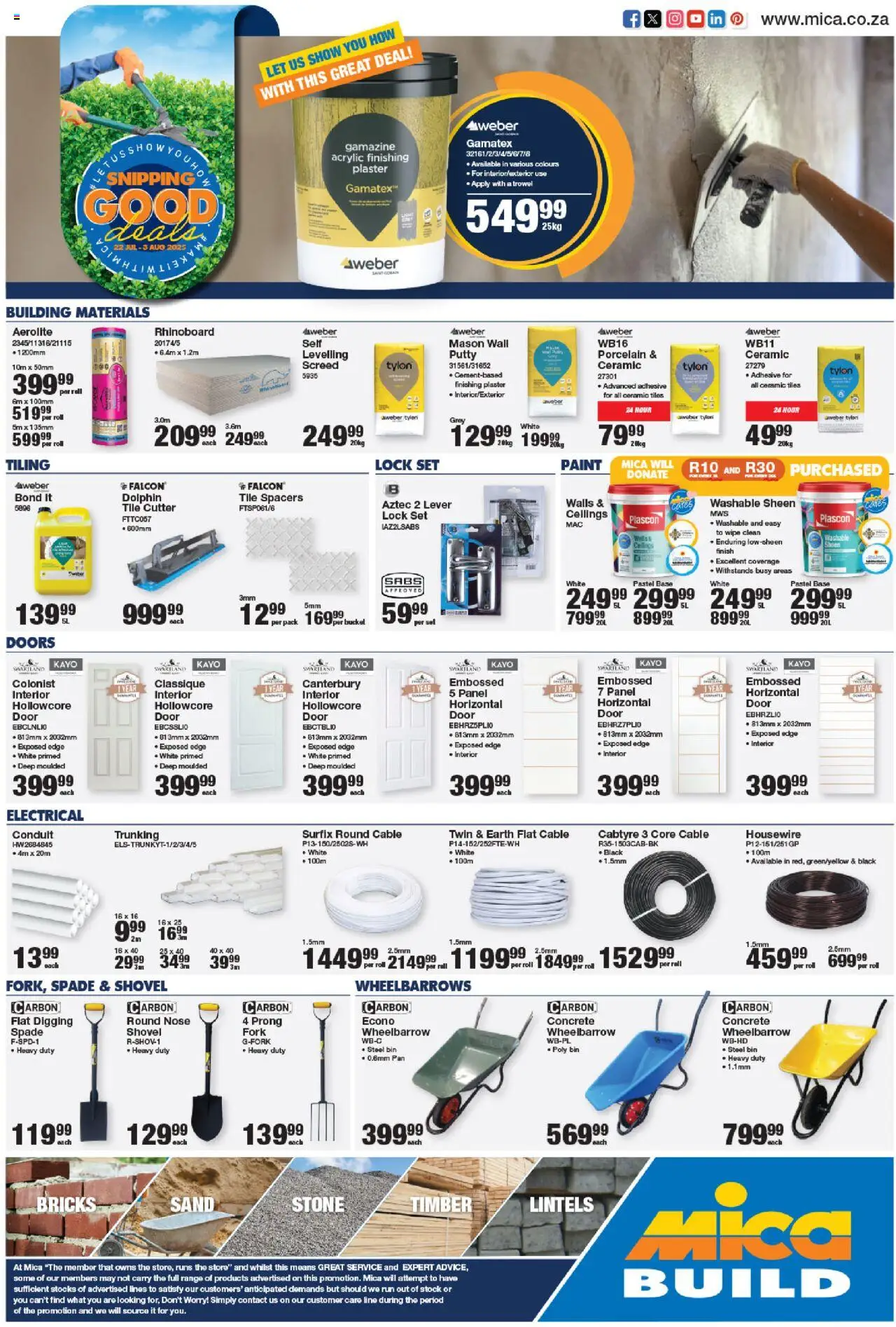MICA Free State Build │ valid from 22.07.2025 | Page: 1 | Products: Cable, Tiling, Adhesive, Stock