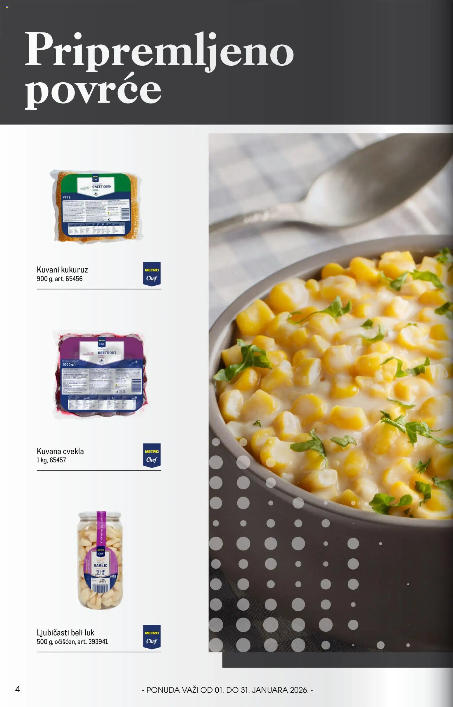 Metro katalog - važi od 01.01.2026 | Strana: 4 | Proizvode: Cvekla, Beli luk, Kukuruz