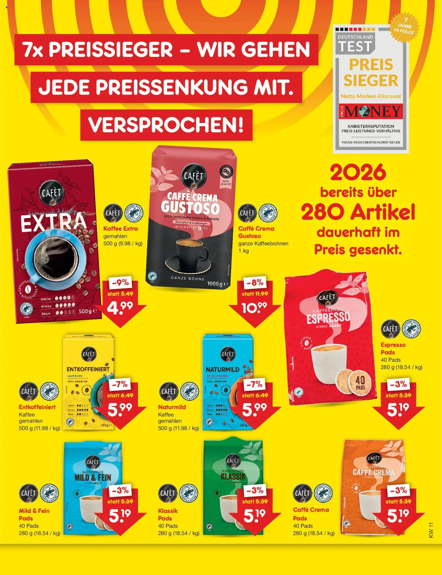Netto Marken-Discount Preissenkung auf Dauer – gültig ab 10.03.2026 | Seite: 2 | Produkte: Kaffeepads, Kaffee