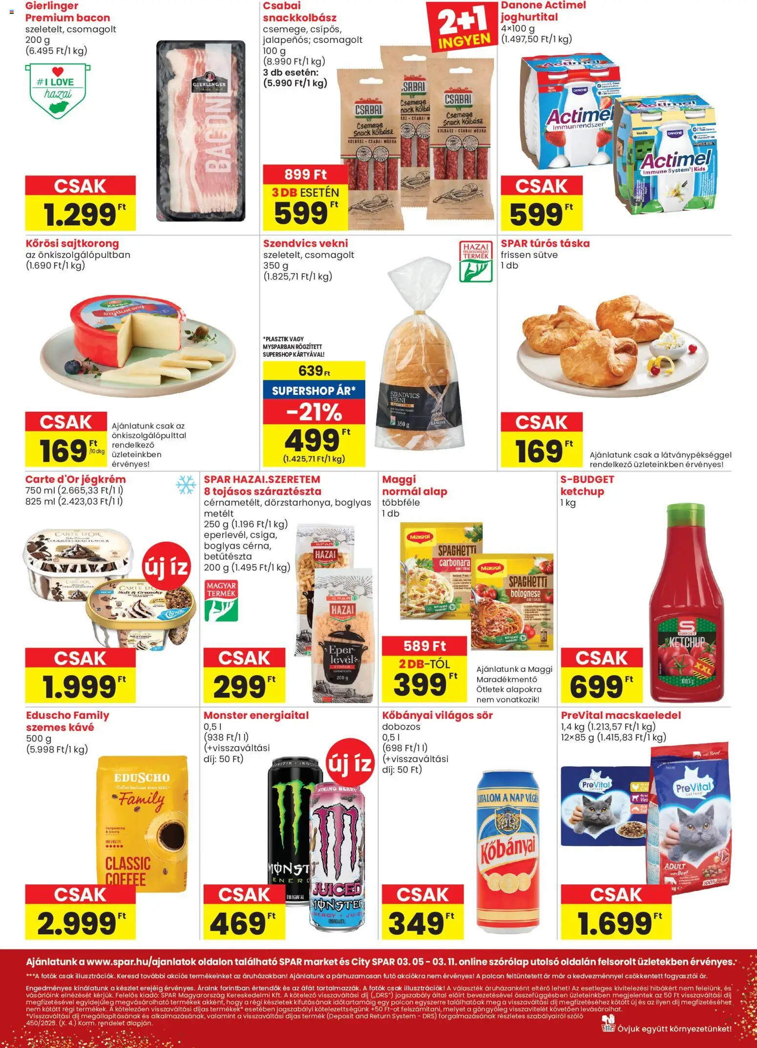 Spar akciós ujság - amely érvényes a következő dátumtól: 05.03.2026 | Oldal: 2 | Termékek: Szőlő, Macskaeledel, Száraztészta, Jégkrém