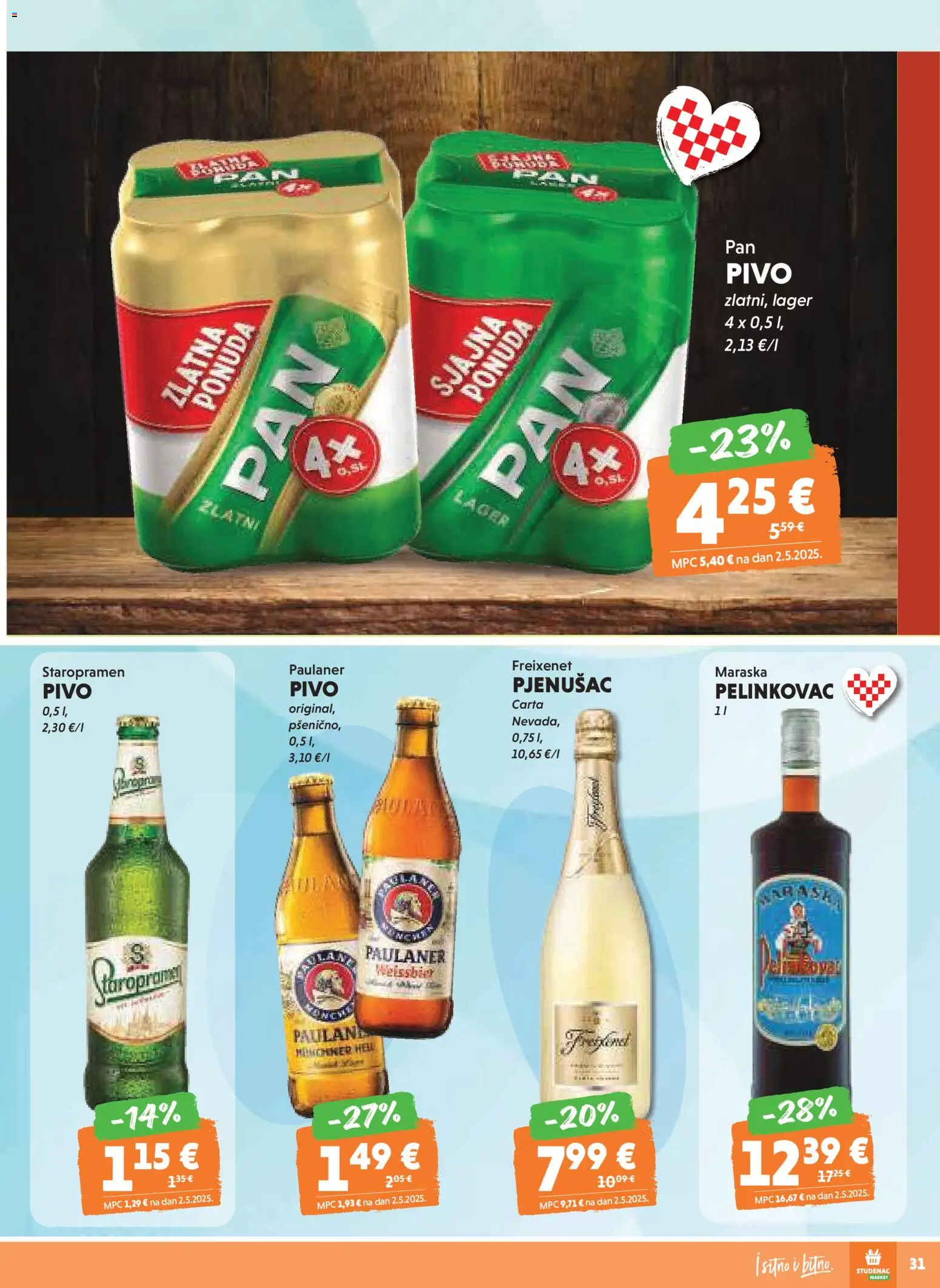 Studenac katalog | vrijedi od 12.11.2025 | Stranica: 31 | Proizvodi: Hell, Pelinkovac, Staropramen, Pivo