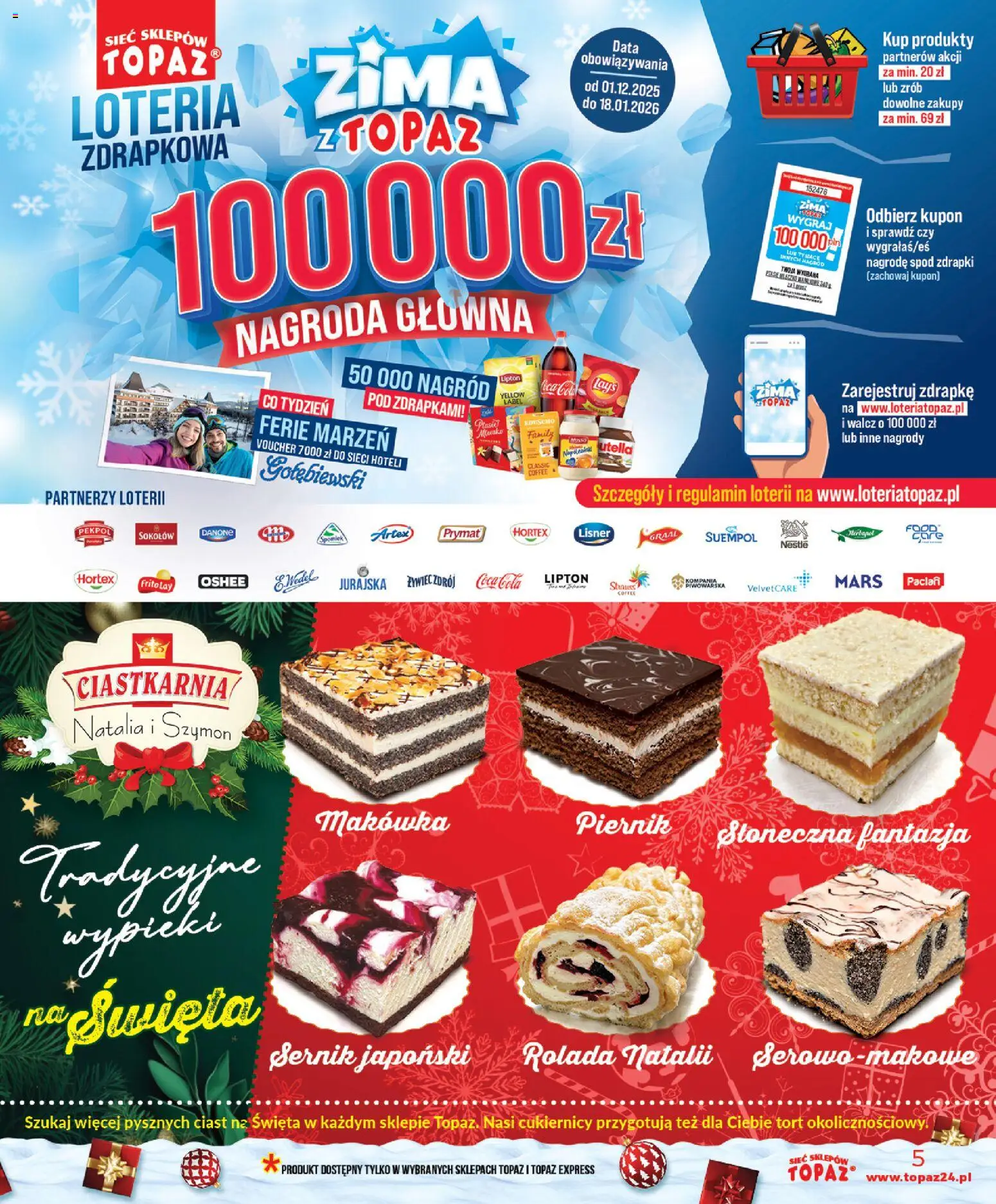 Topaz Gazetka od 11.12.2025 | Strona: 5 | Produkty: Rolada, Piernik, Coca cola, Lays