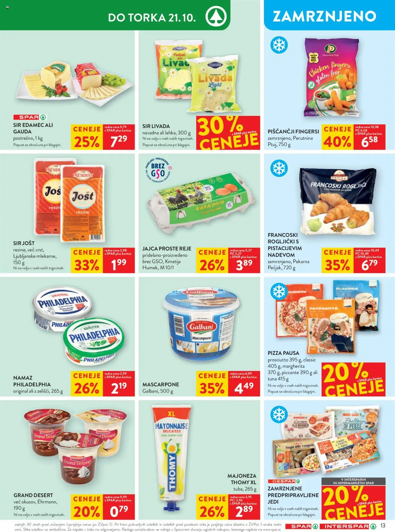 Novi Spar katalog ponudbe – veljaven od 15.10.2025 | Stran: 13 | Izdelki: Edamec, Rogljički, Namaz, Jajca