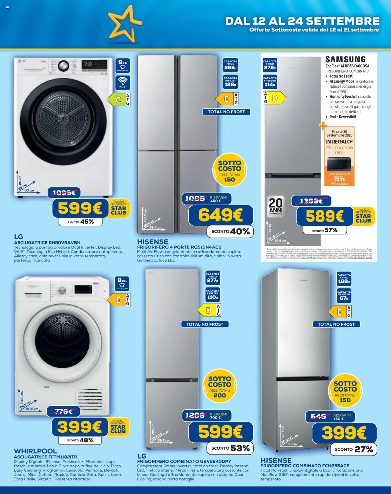 Volantino Euronics del 12.09.2025 | Pagina: 3 | Prodotti: Ripiano, Compressore, Freezer, Frigorifero combinato