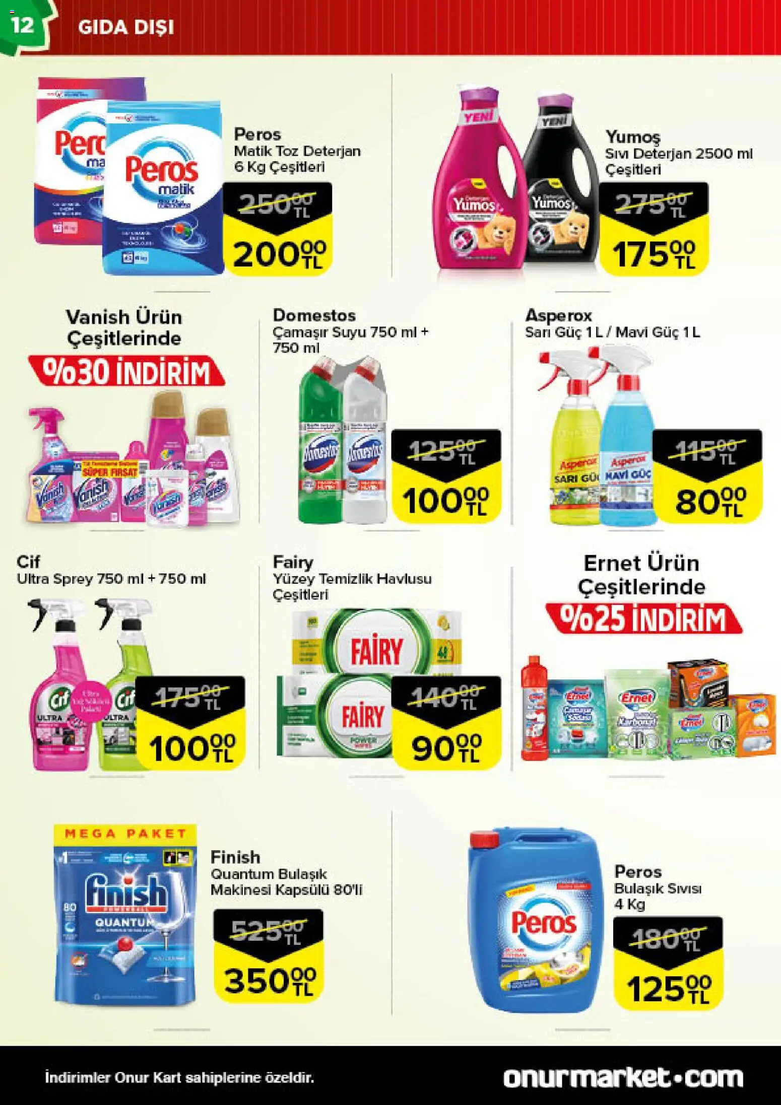 Onur Market Katalog - 16.12.2025 tarihinden itibaren geçerlidir | Sayfa: 12 | Ürünler: Deterjan