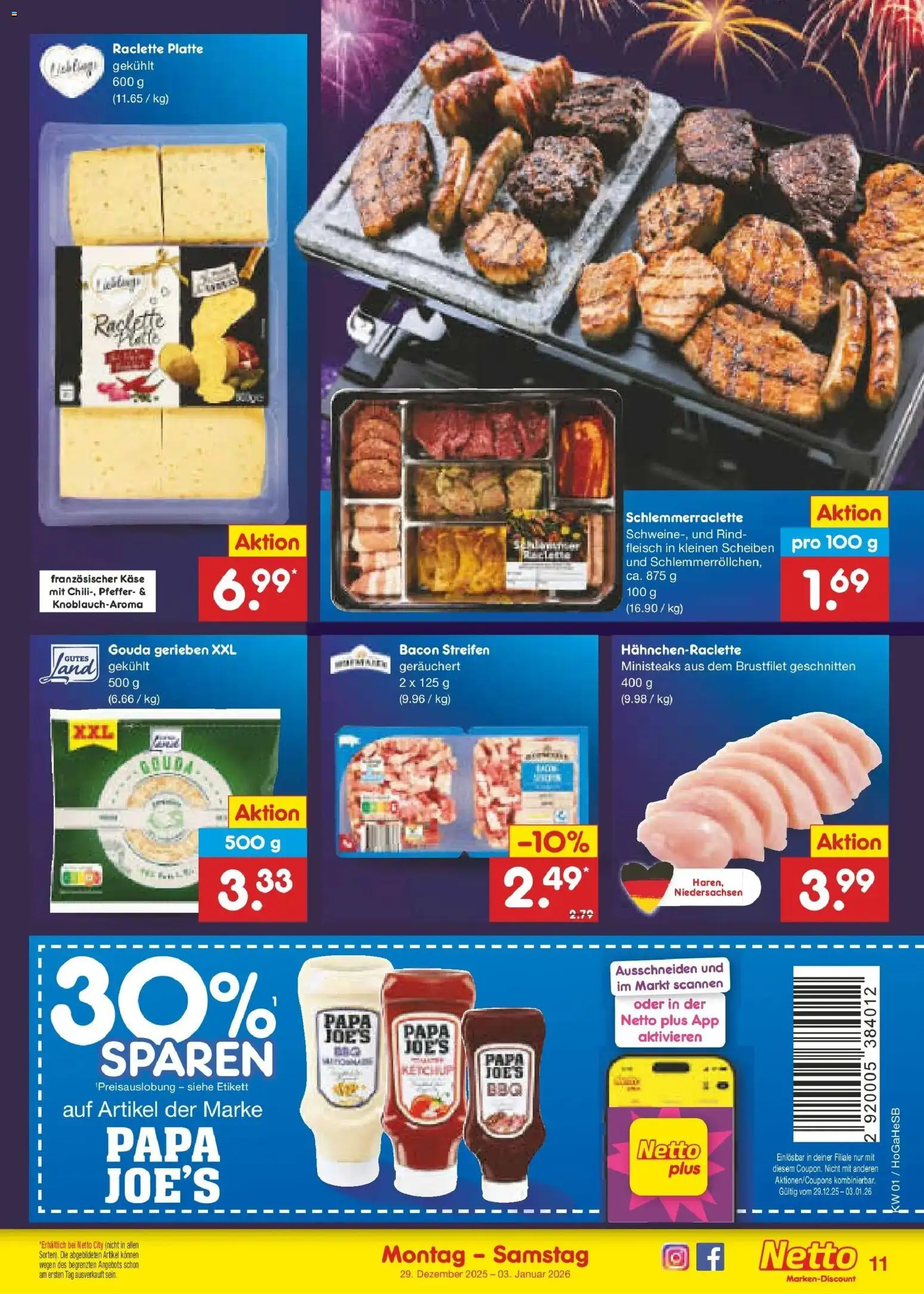 Netto Marken-Discount prospekt Bremen-Lesum	 – gültig ab 28.12.2025 | Seite: 11 | Produkte: Käse, Gouda, Pfeffer, Raclette