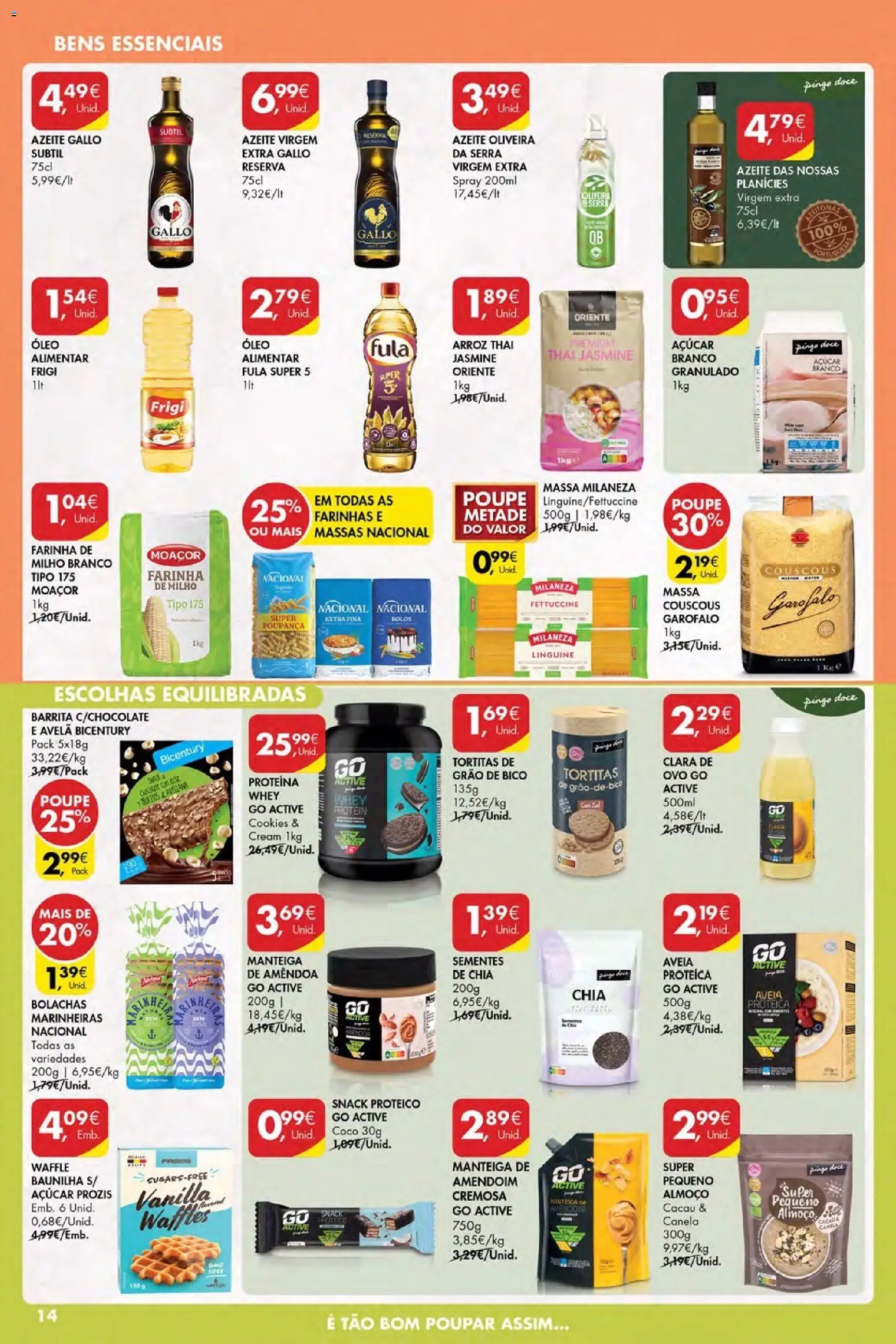 Pingo Doce Poupe Esta Semana Açores │ válido de 26.02.2026 | Página: 14 | Produtos: Aveia, Manteiga, Massa milaneza, Proteina