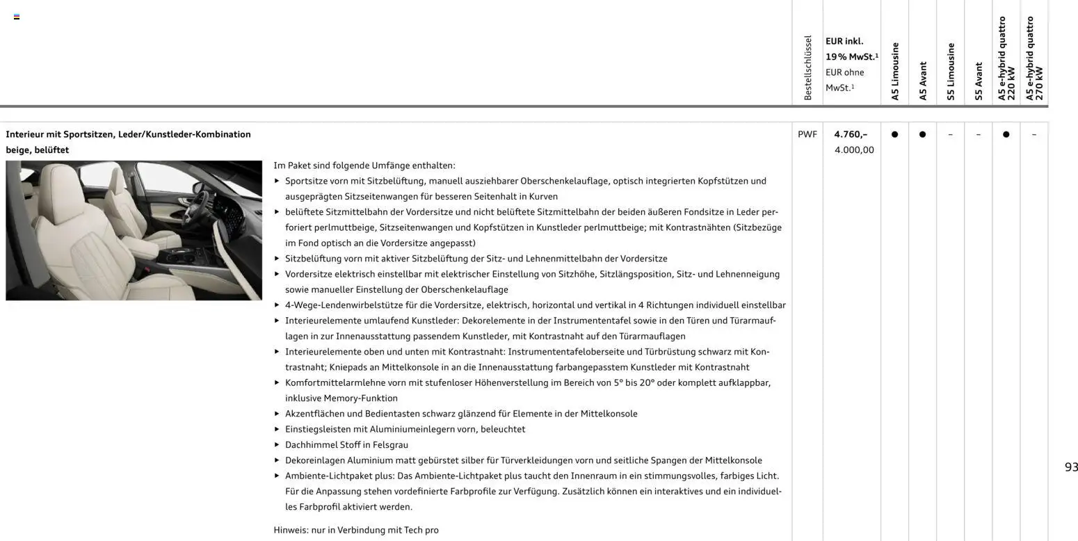 Audi A5 – gültig ab 28.10.2025 | Seite: 93