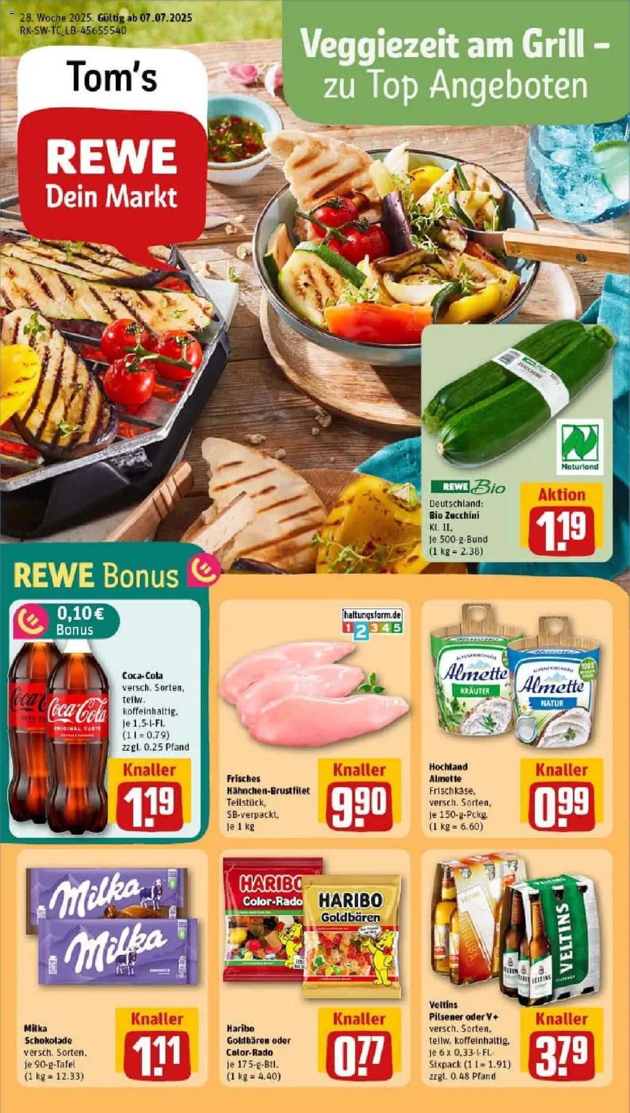 Rewe prospekt Frankenthal	 - gültig ab dem 06.07.2025 | Seite: 1 | Produkte: Coca cola, Schokolade, Milka, Zucchini