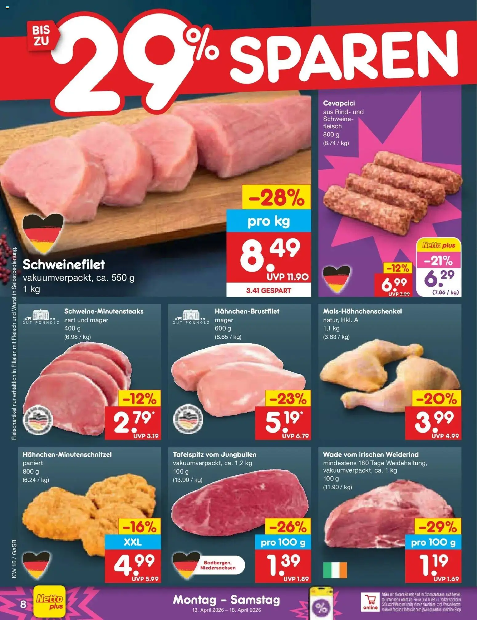 Netto Marken-Discount Prospekt Bremen-Lesum	 – gültig ab 13.04.2026 | Seite: 10 | Produkte: Cevapcici, Schweinefilet, Wurst, Fleisch