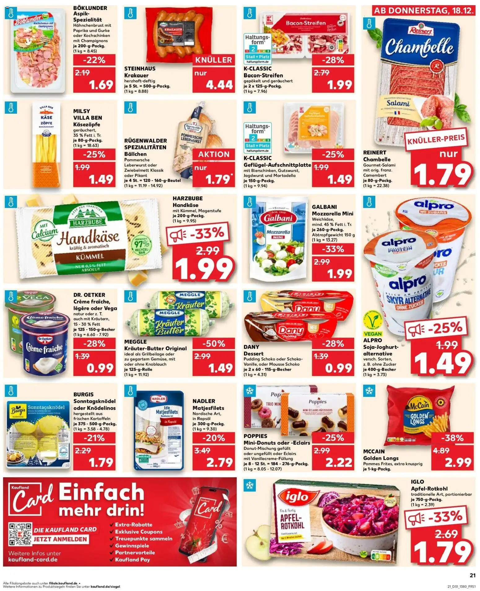Kaufland prospekt Wuppertal	 – gültig ab 22.12.2025 | Seite: 21 | Produkte: Rapsöl, Äpfel, Creme, Salami