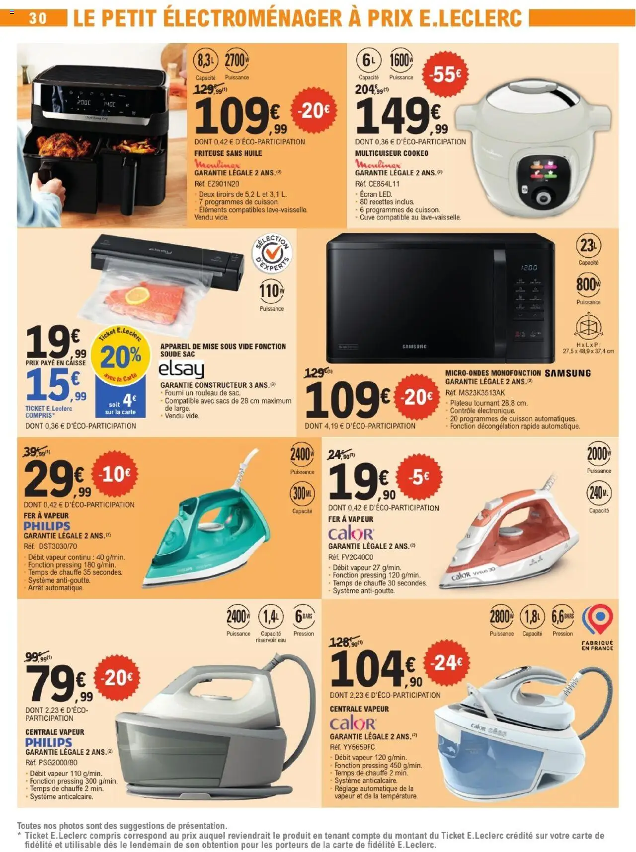  | Page: 30 | Produits: Sac, Petit électroménager, Fer à vapeur, Multicuiseur