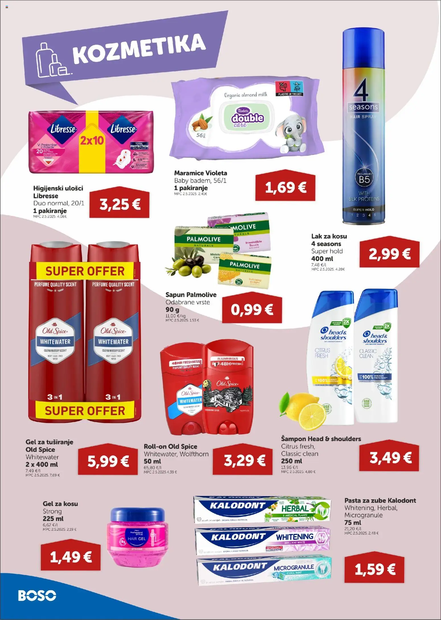 Boso katalog | vrijedi od 23.10.2025 | Stranica: 14 | Proizvodi: Higijenski ulošci, Pasta za zube, Violeta, Libresse