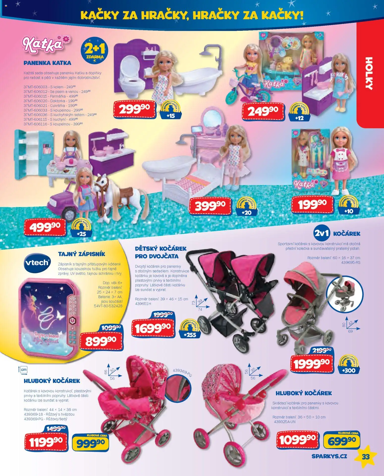Sparkys katalog Léto 2026 od 01.05.2026 | Strana: 33 | Produkty: Zápisník, Hračky, Kočárek, Baterie