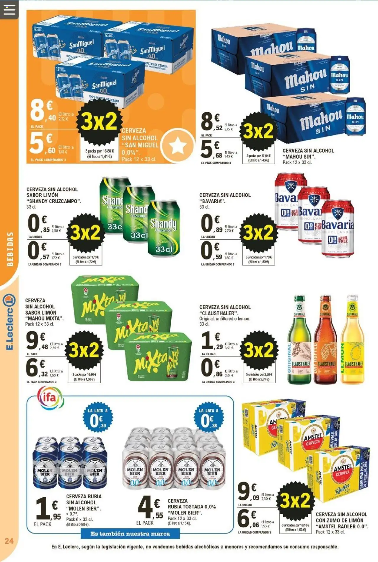 E.Leclerc folleto │ válido desde el 22.10.2025 | Página: 24 | Productos: Cerveza sin alcohol, Cerveza, Ροζ πιπέρι