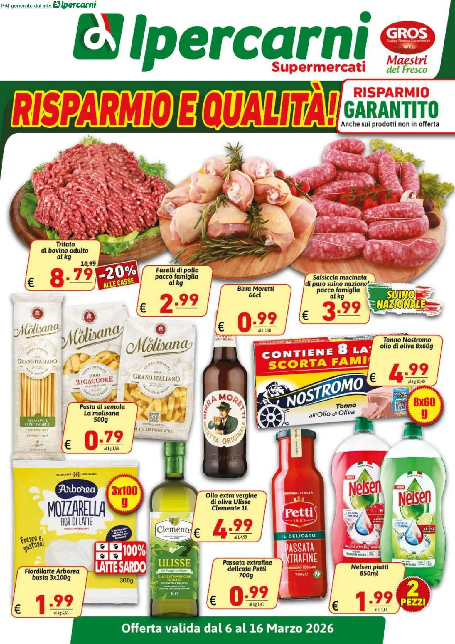 Volantino Ipercarni del 06.03.2026 | Pagina: 1 | Prodotti: Bovino, Suino, Birra Moretti, Tonno