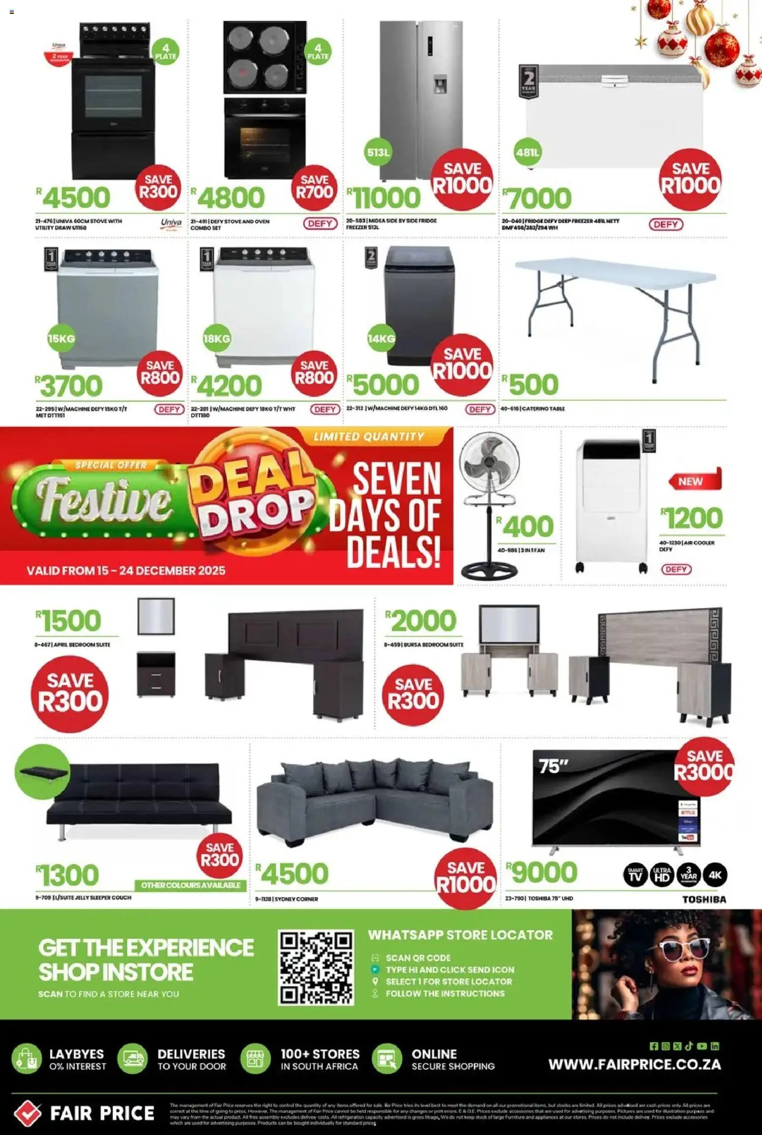 New Fair Price catalogue – valid from 15.12.2025 | Page: 2 | Products: Oven, Couch, Cooler, Air cooler